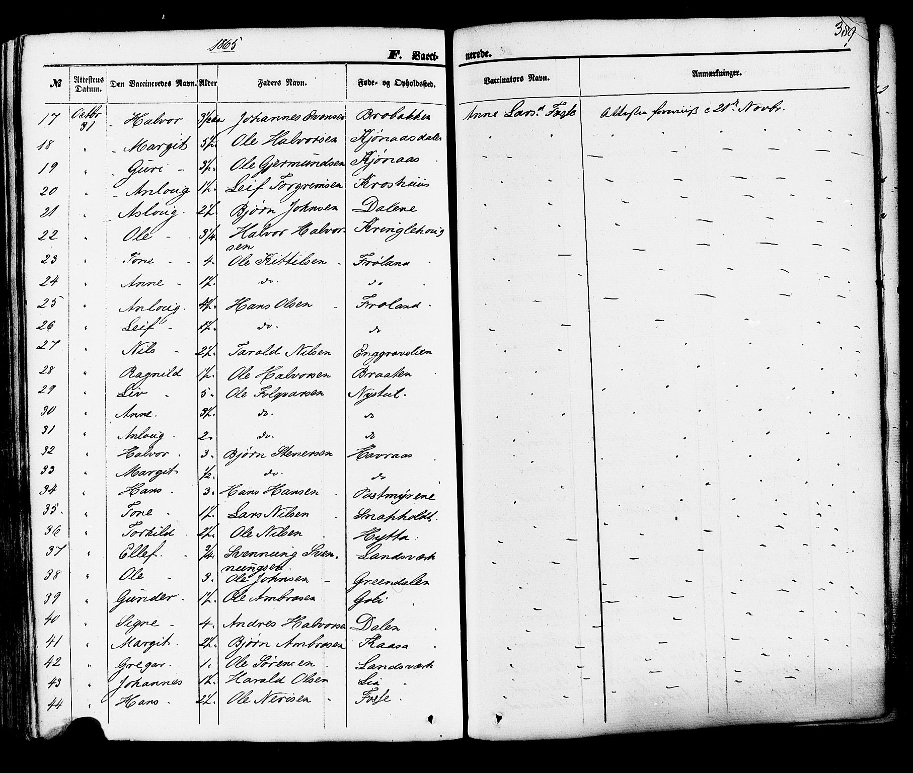 Hjartdal kirkebøker, SAKO/A-270/F/Fa/L0009: Parish register (official) no. I 9, 1860-1879, p. 389