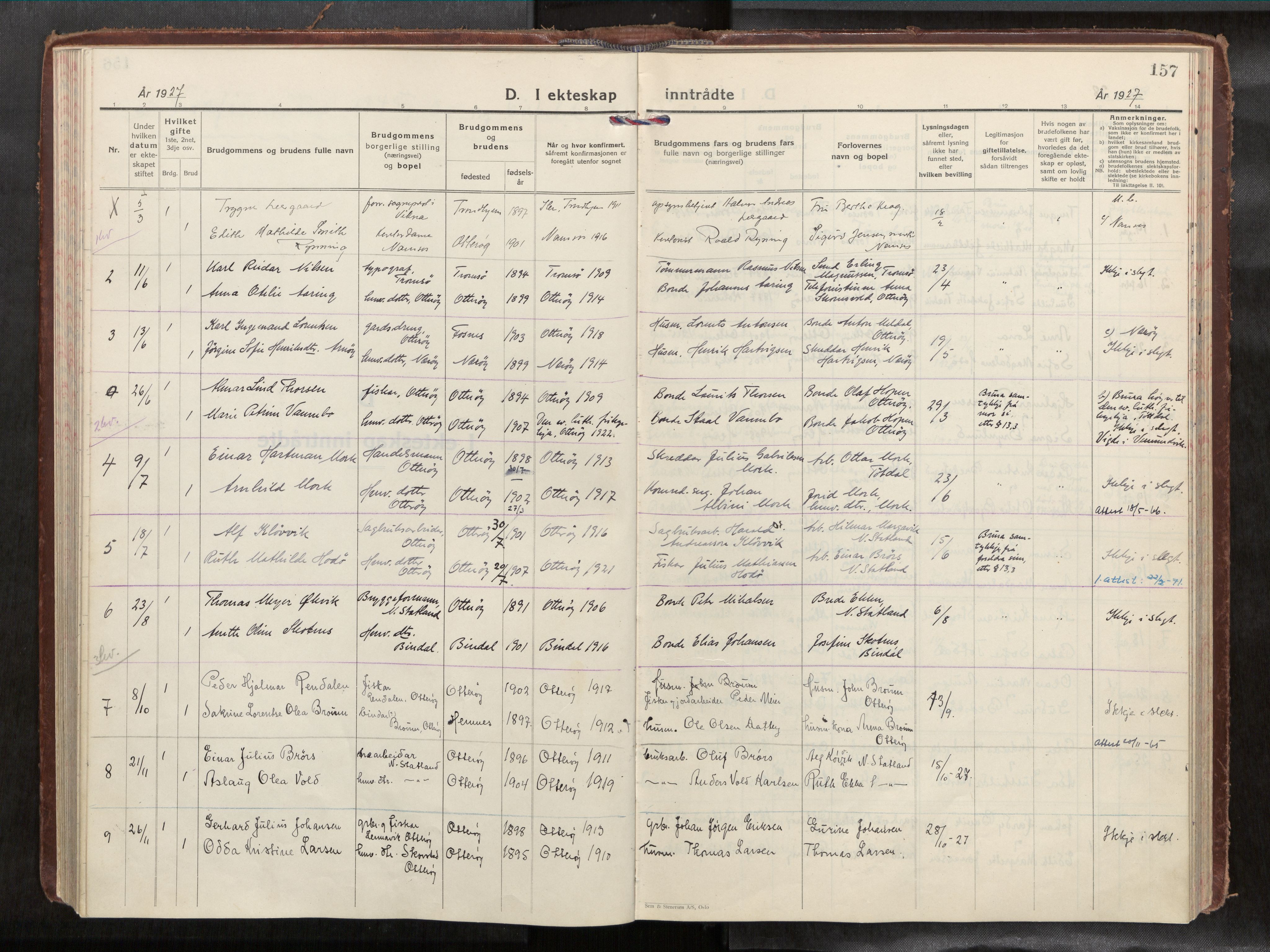 Ministerialprotokoller, klokkerbøker og fødselsregistre - Nord-Trøndelag, AV/SAT-A-1458/774/L0629a: Parish register (official) no. 774A04, 1927-1945, p. 157