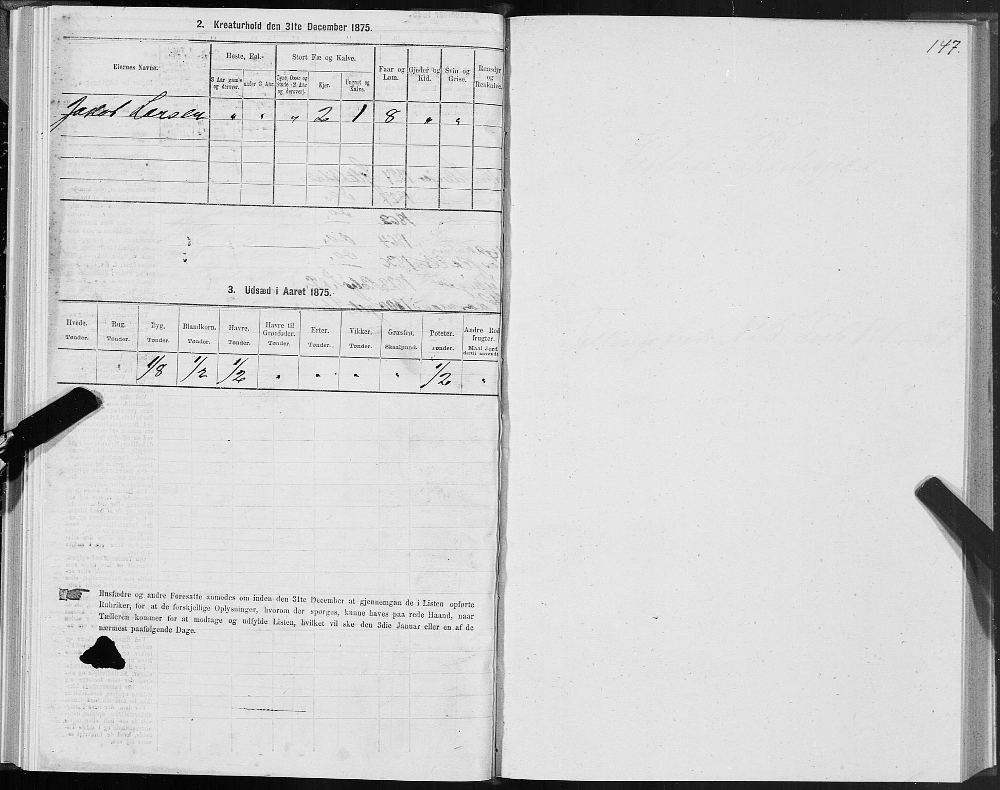 SAT, 1875 census for 1535P Vestnes, 1875, p. 2147