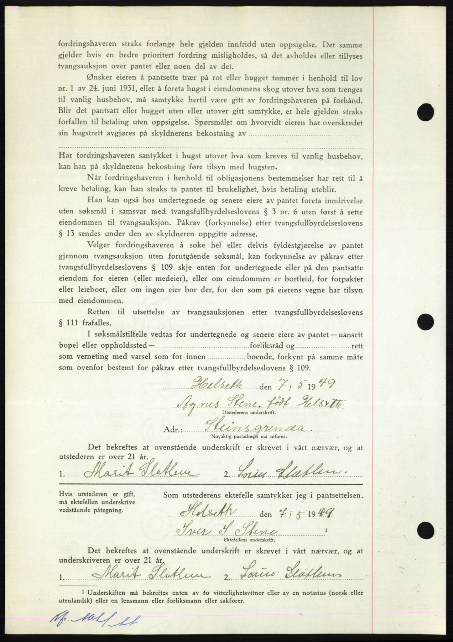 Nordmøre sorenskriveri, AV/SAT-A-4132/1/2/2Ca: Mortgage book no. B101, 1949-1949, Diary no: : 1568/1949