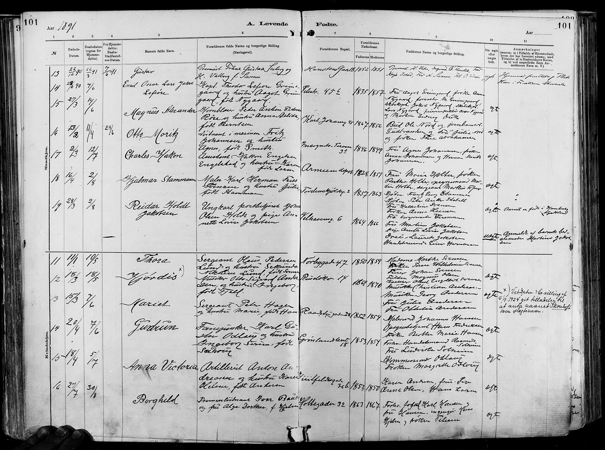 Garnisonsmenigheten Kirkebøker, SAO/A-10846/F/Fa/L0012: Parish register (official) no. 12, 1880-1893, p. 101