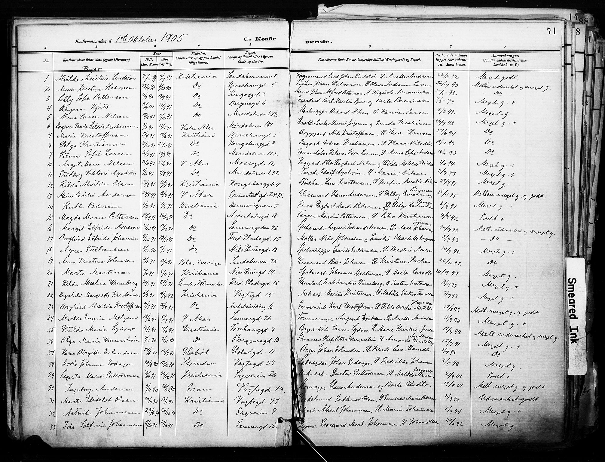 Sagene prestekontor Kirkebøker, SAO/A-10796/F/L0005: Parish register (official) no. 5, 1898-1911, p. 71