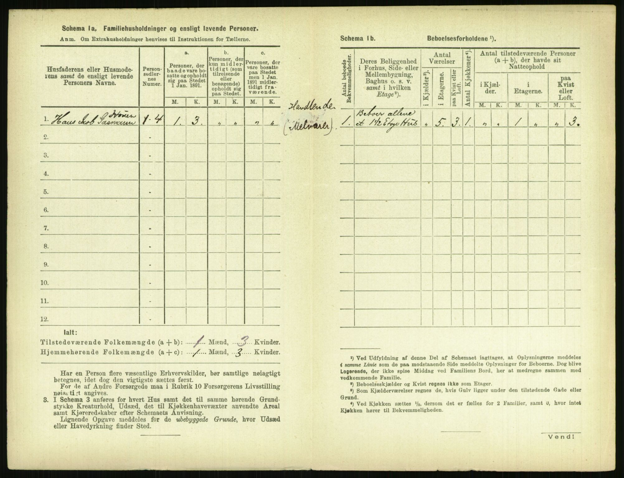 RA, 1891 census for 0806 Skien, 1891, p. 1001