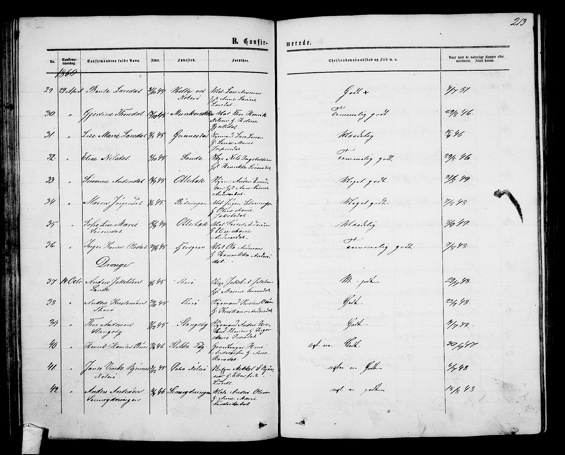 Nøtterøy kirkebøker, AV/SAKO-A-354/G/Ga/L0002: Parish register (copy) no. I 2, 1860-1877, p. 213