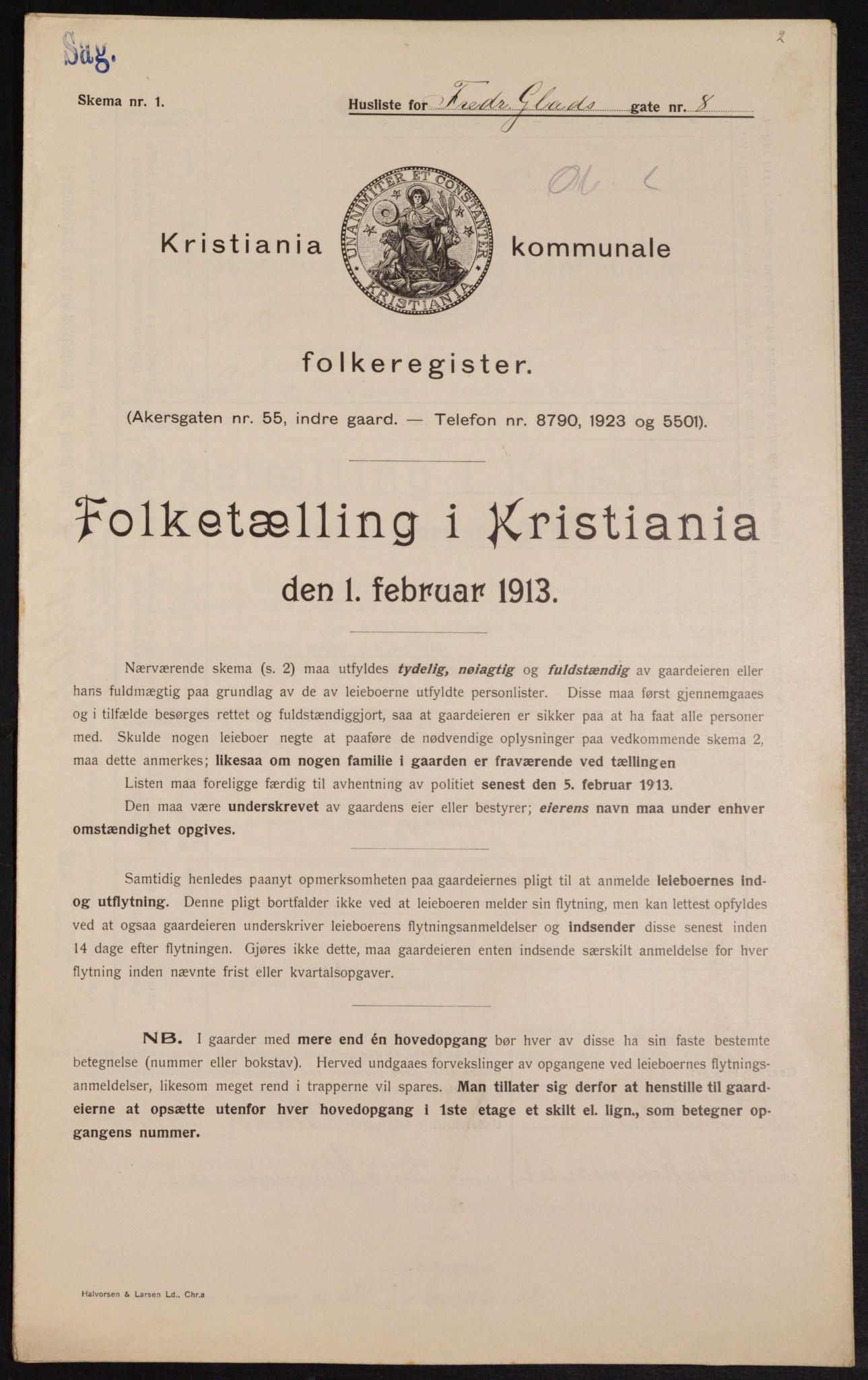 OBA, Municipal Census 1913 for Kristiania, 1913, p. 26694