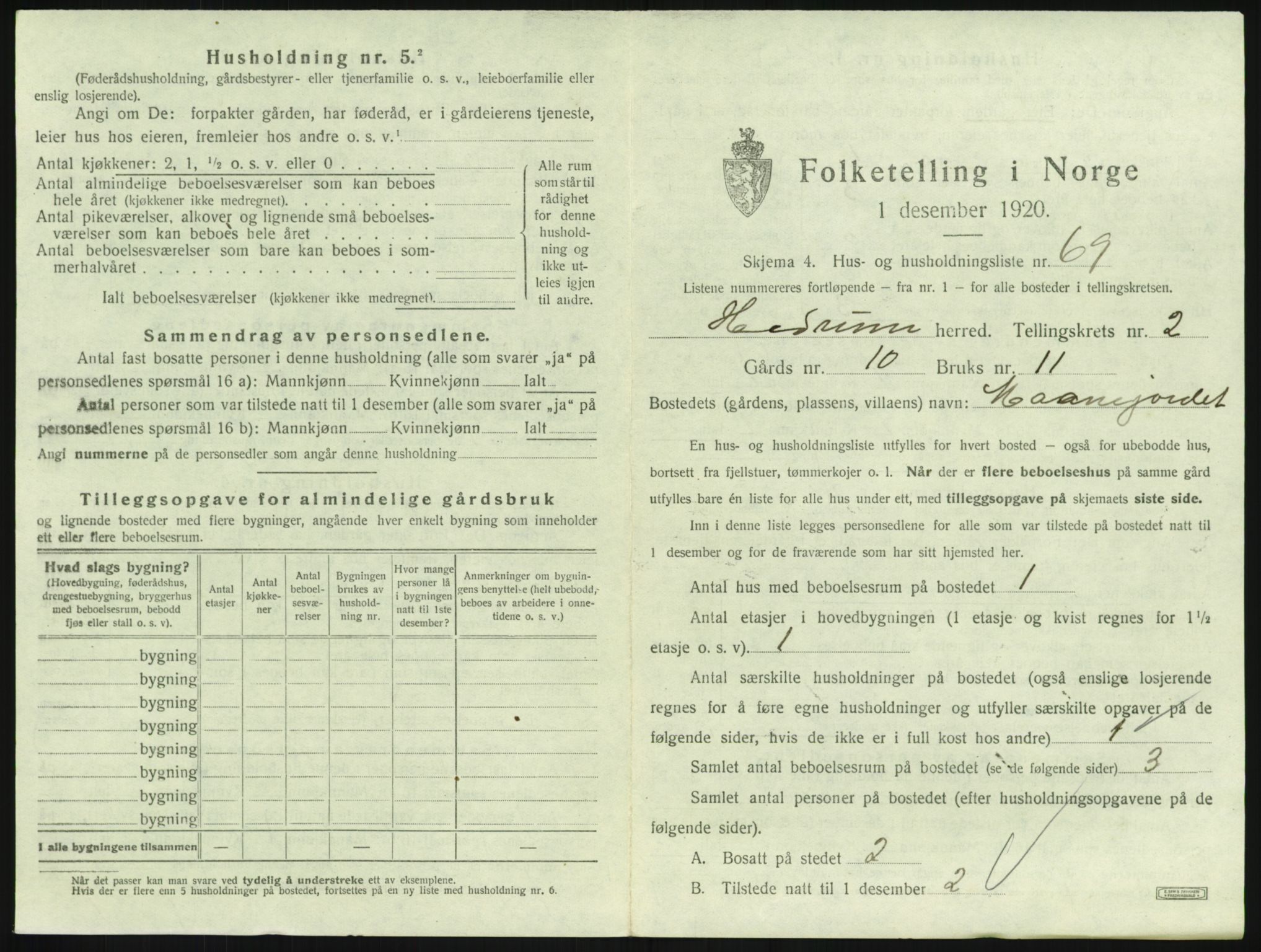 SAKO, 1920 census for Hedrum, 1920, p. 267