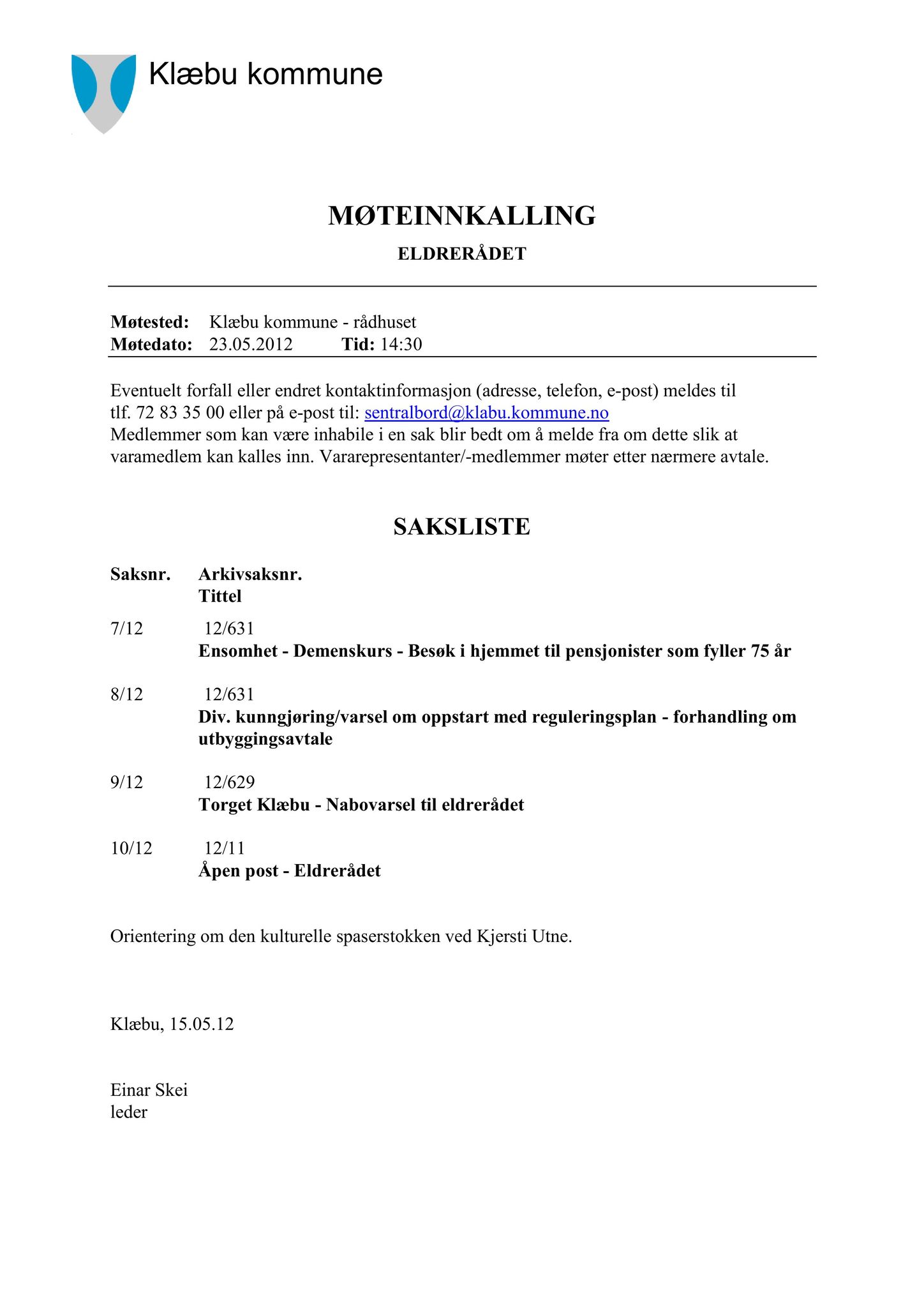 Klæbu Kommune, TRKO/KK/07-ER/L002: Eldrerådet - Møtedokumenter, 2012, p. 42