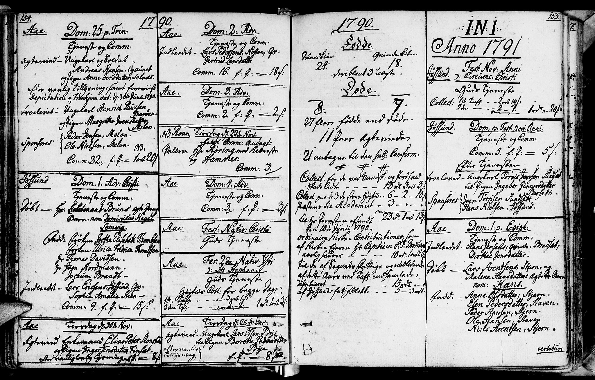 Ministerialprotokoller, klokkerbøker og fødselsregistre - Sør-Trøndelag, SAT/A-1456/655/L0673: Parish register (official) no. 655A02, 1780-1801, p. 154-155