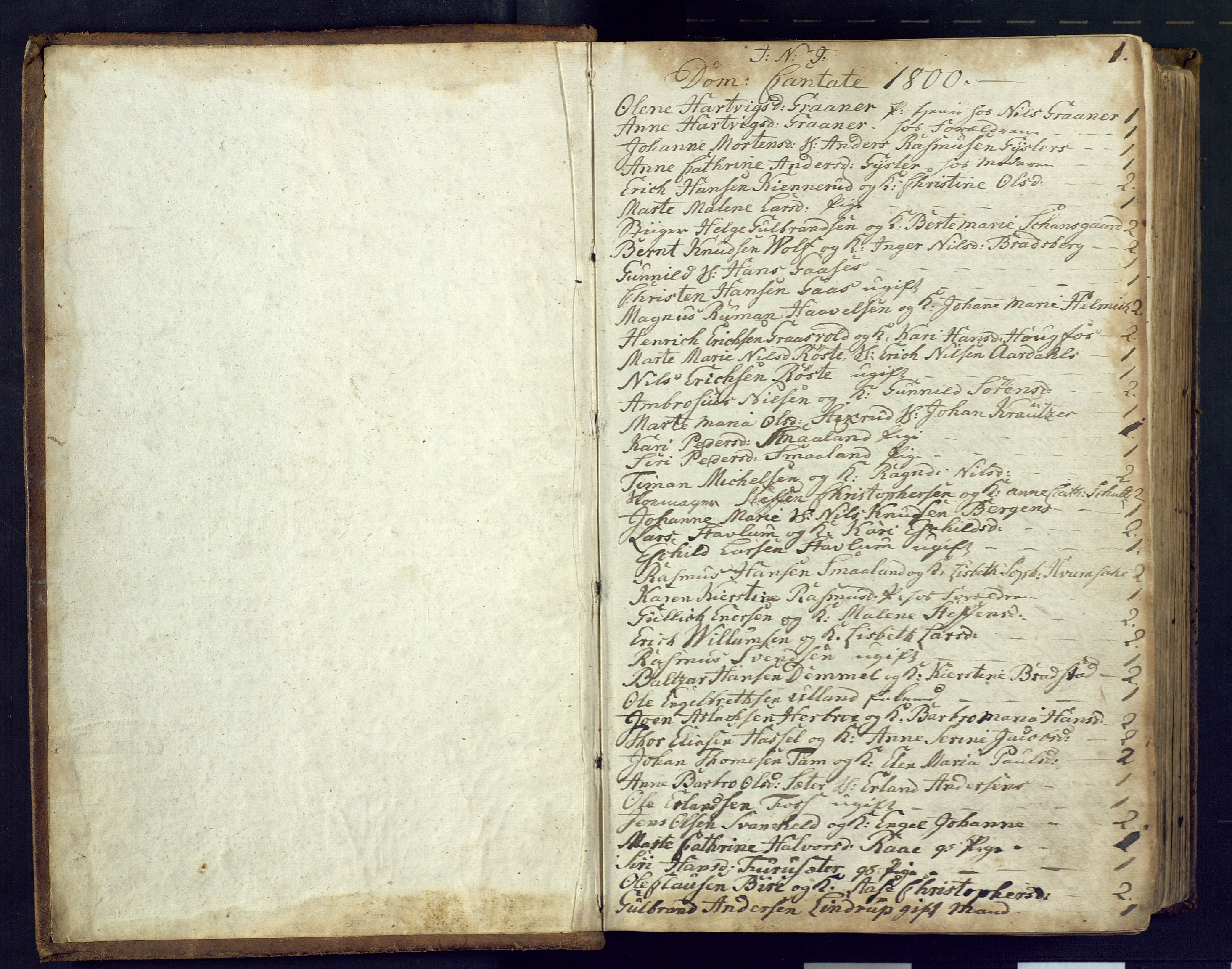 Kongsberg kirkebøker, SAKO/A-22/M/Ma/L0013: Communicants register no. 13, 1800-1806, p. 1a
