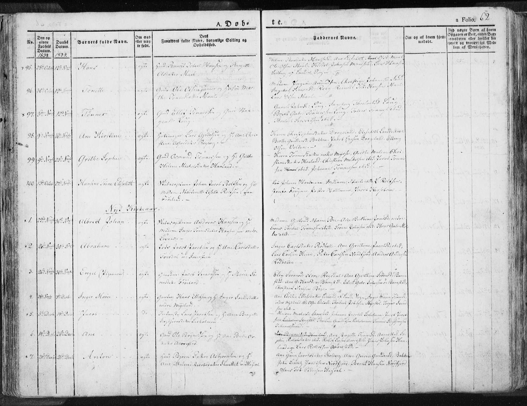 Sokndal sokneprestkontor, AV/SAST-A-101808: Parish register (official) no. A 7.1, 1826-1842, p. 62