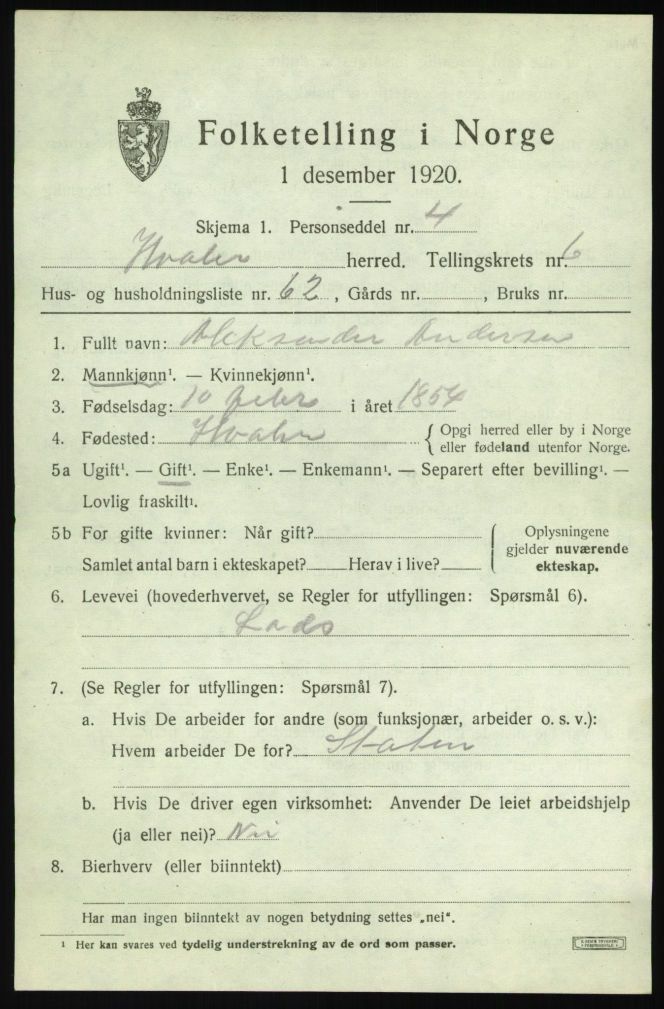 SAO, 1920 census for Hvaler, 1920, p. 6418