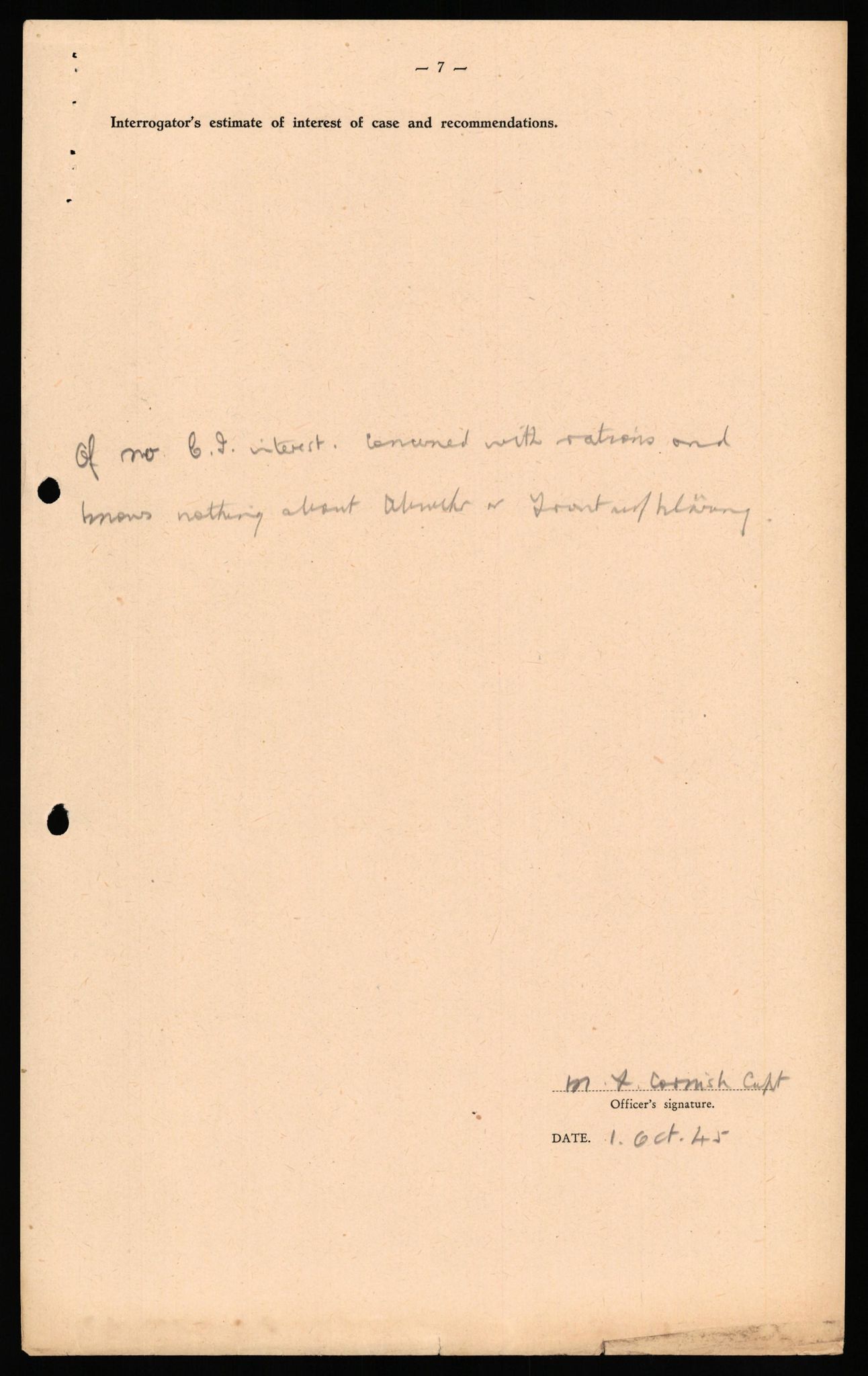 Forsvaret, Forsvarets overkommando II, AV/RA-RAFA-3915/D/Db/L0036: CI Questionaires. Tyske okkupasjonsstyrker i Norge. Tyskere., 1945-1946, p. 151