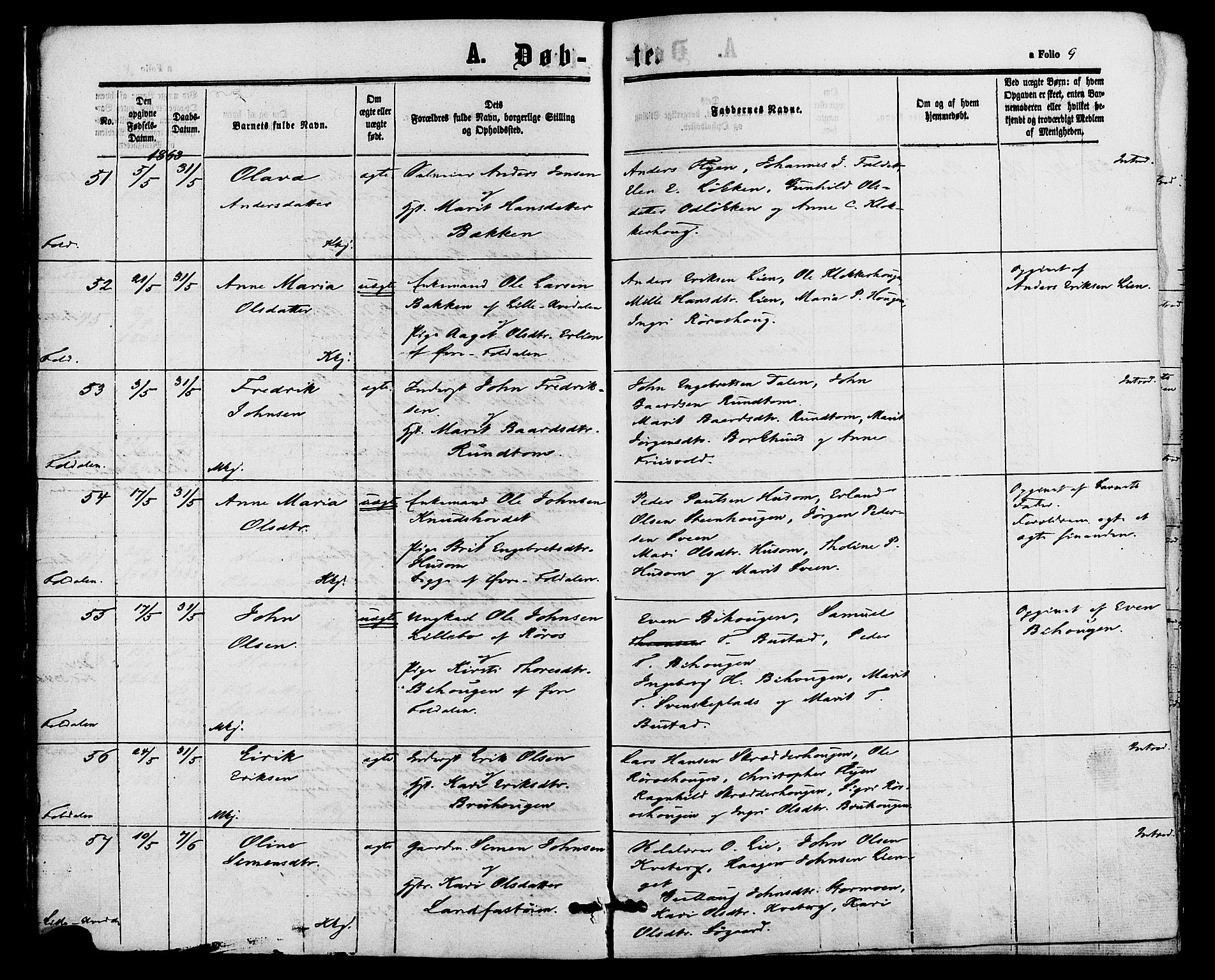 Alvdal prestekontor, SAH/PREST-060/H/Ha/Haa/L0001: Parish register (official) no. 1, 1863-1882, p. 9