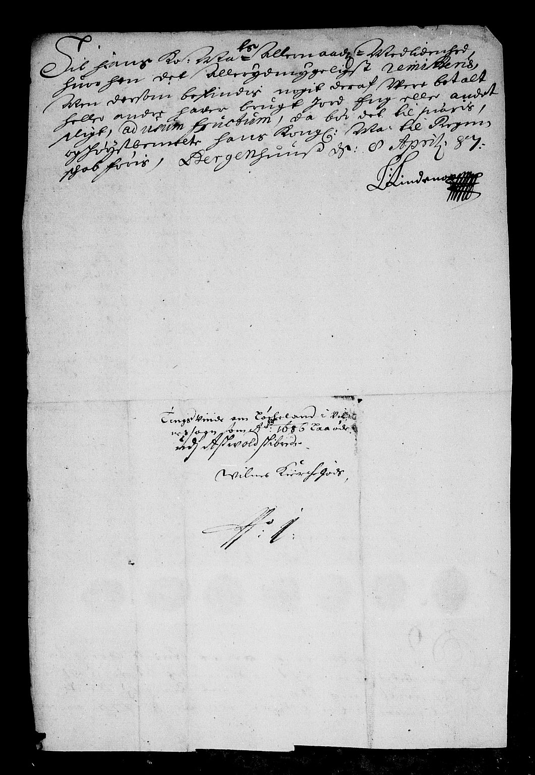 Rentekammeret inntil 1814, Reviderte regnskaper, Stiftamtstueregnskaper, Bergen stiftamt, AV/RA-EA-6043/R/Rc/L0080: Bergen stiftamt, 1686