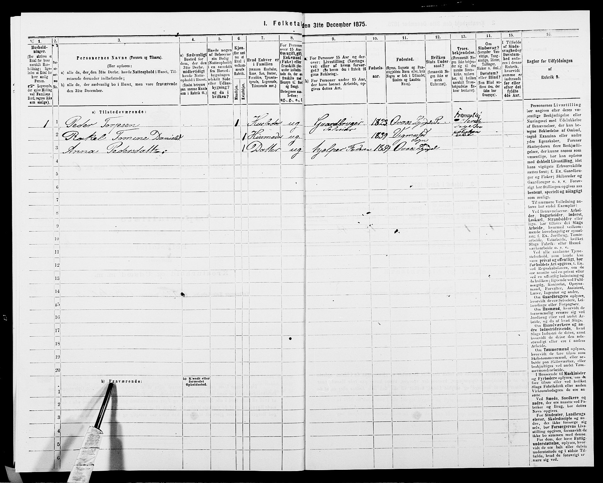 SAK, 1875 census for 1032P Lyngdal, 1875, p. 2026