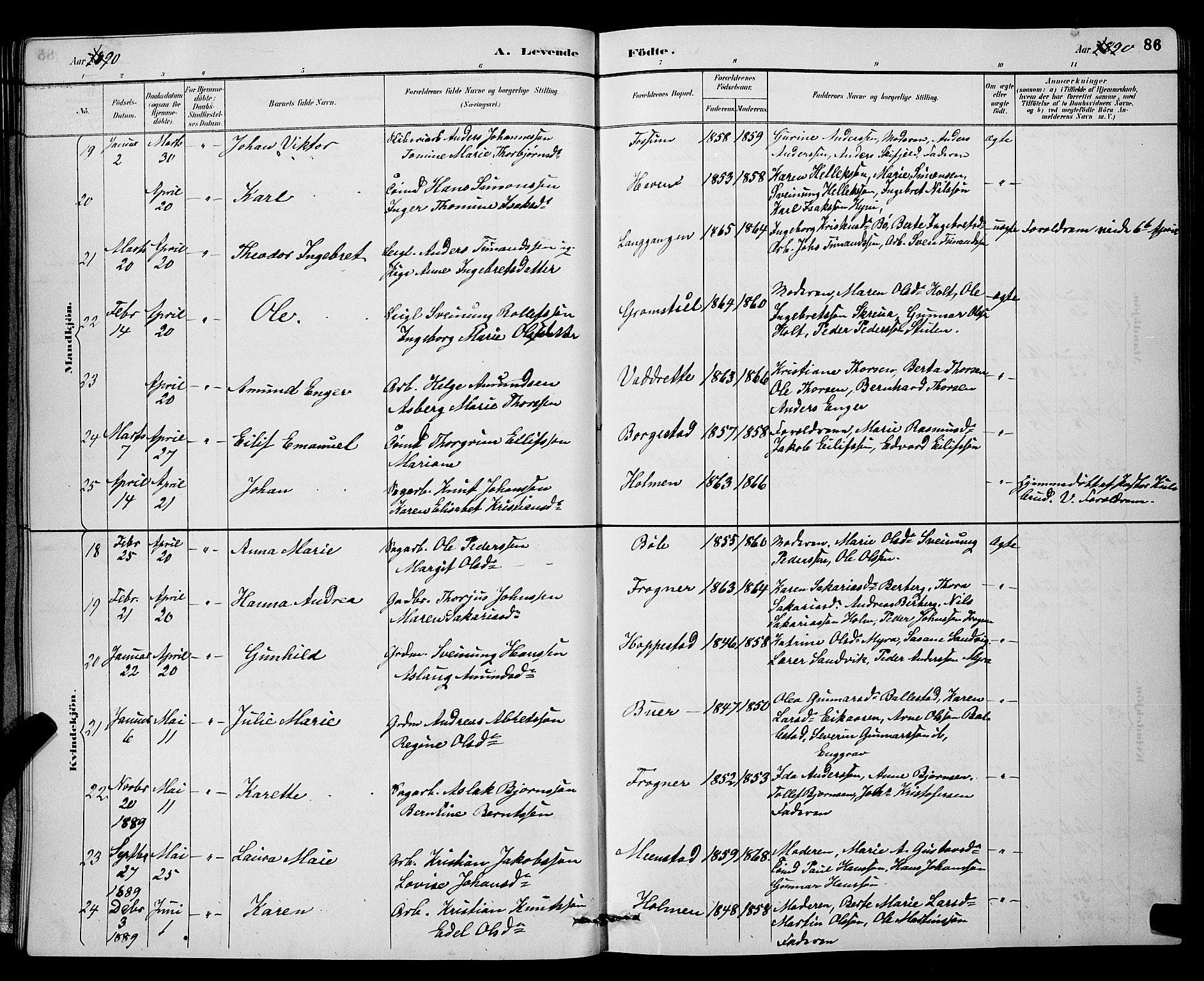 Gjerpen kirkebøker, AV/SAKO-A-265/G/Ga/L0002: Parish register (copy) no. I 2, 1883-1900, p. 86