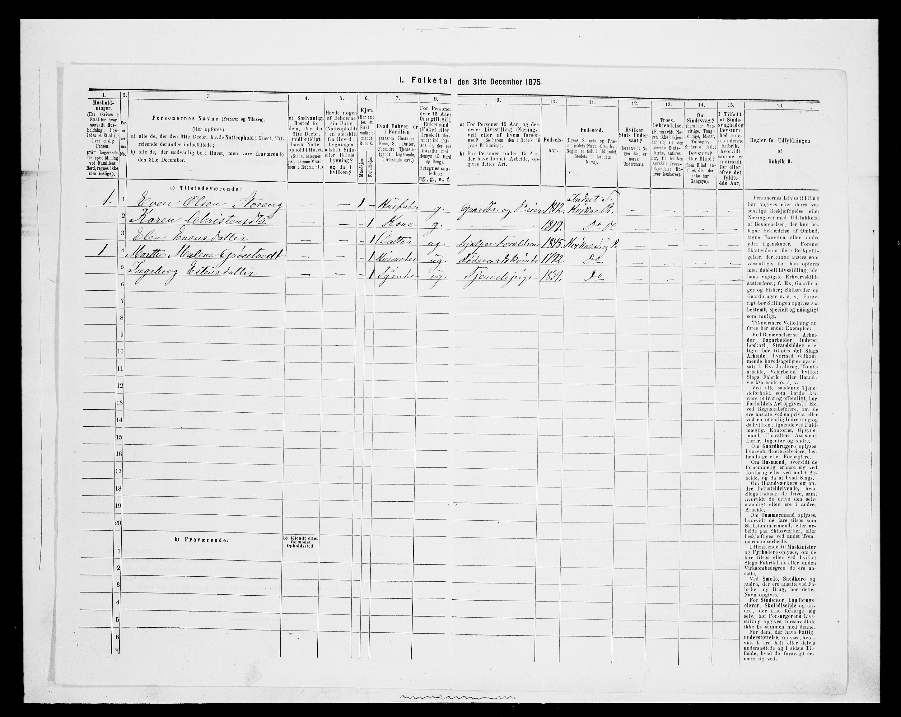 SAH, 1875 census for 0440P Kvikne, 1875, p. 144