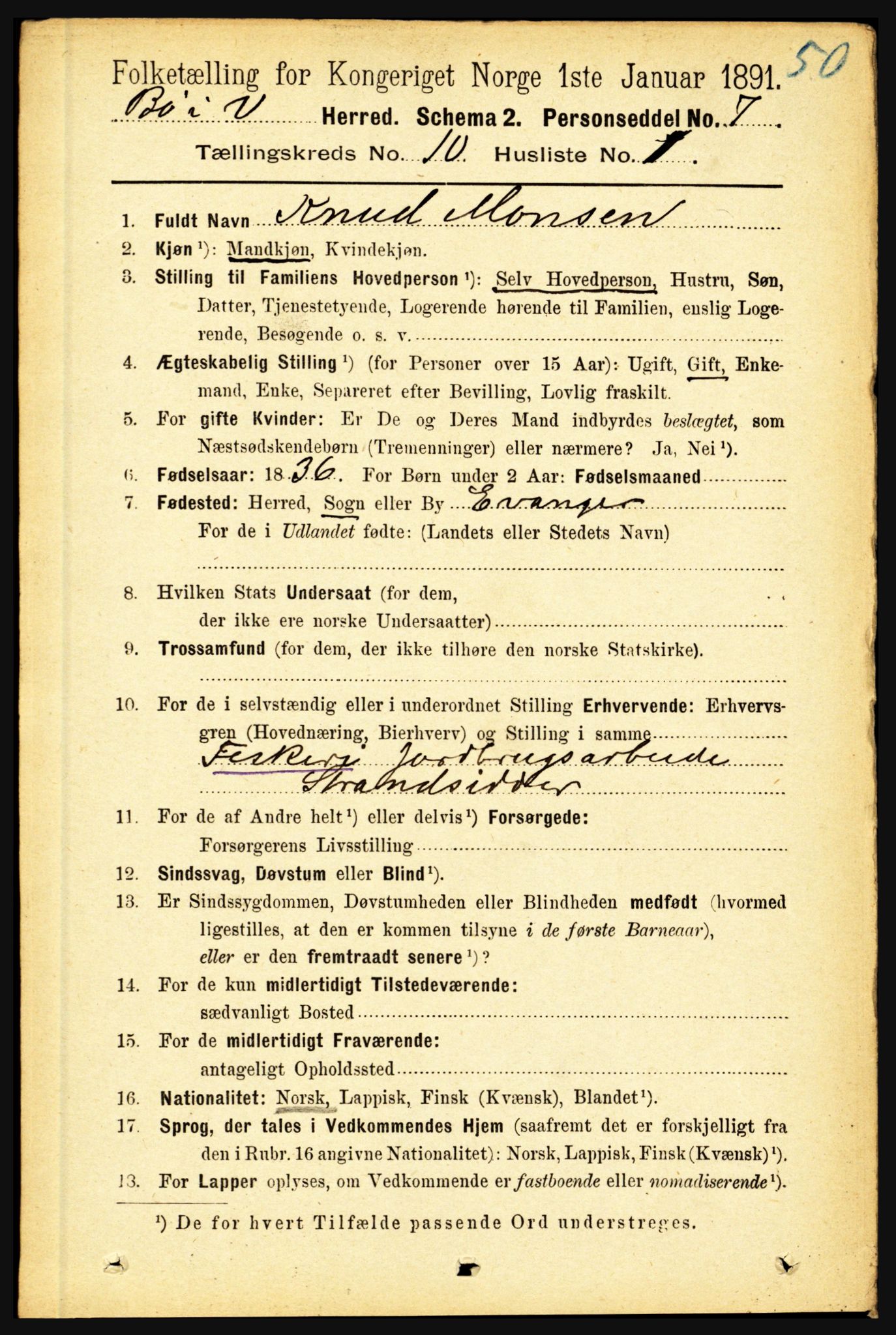 RA, 1891 census for 1867 Bø, 1891, p. 4020