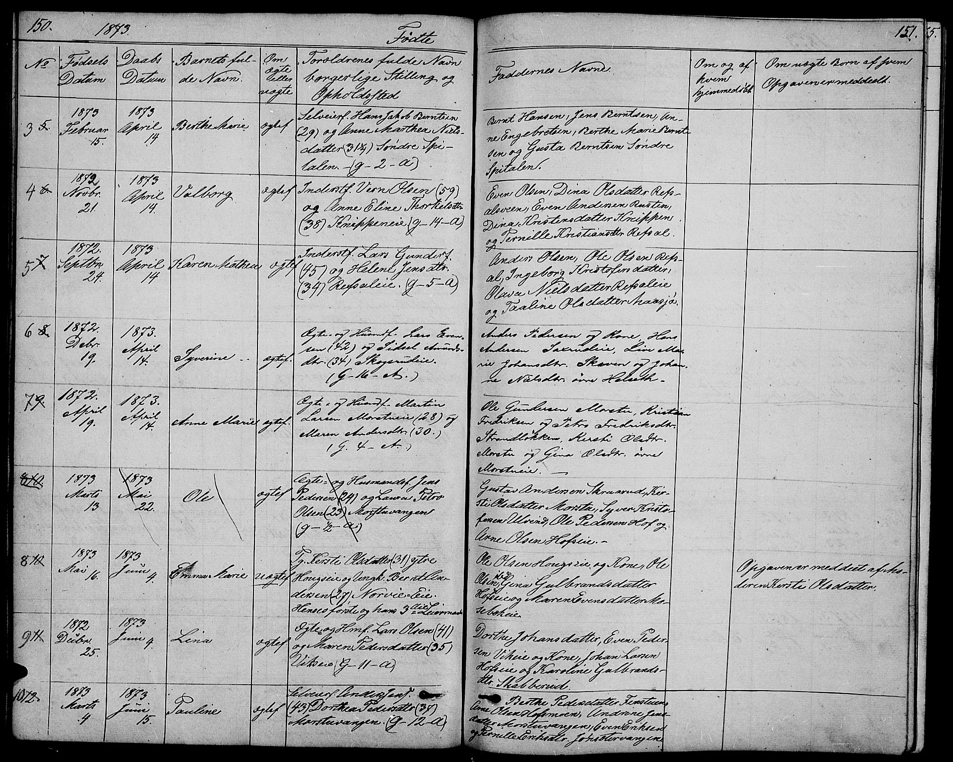 Stange prestekontor, AV/SAH-PREST-002/L/L0005: Parish register (copy) no. 5, 1861-1881, p. 150-151