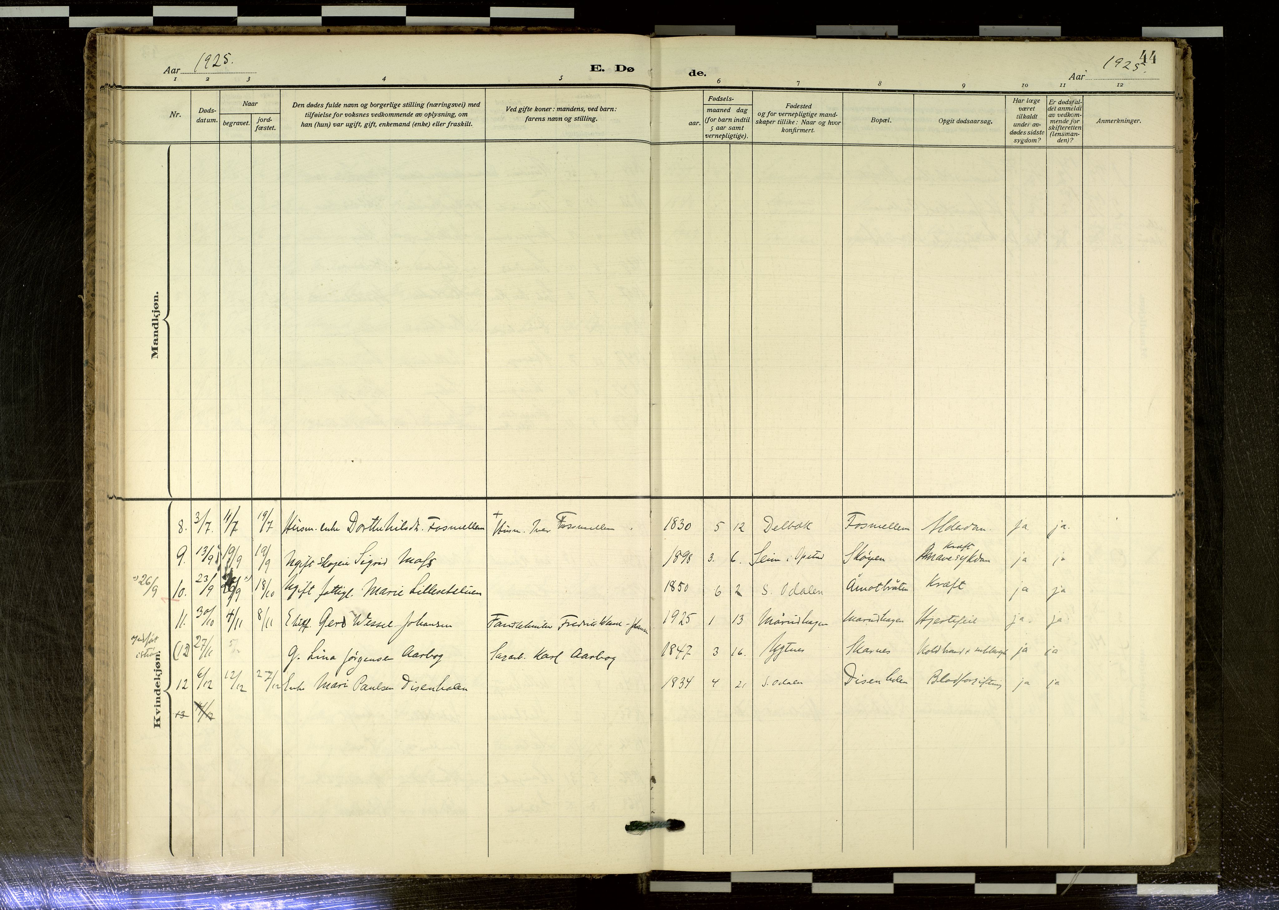 Sør-Odal prestekontor, AV/SAH-PREST-030/H/Ha/Haa/L0020: Parish register (official) no. 20, 1906-2012, p. 44