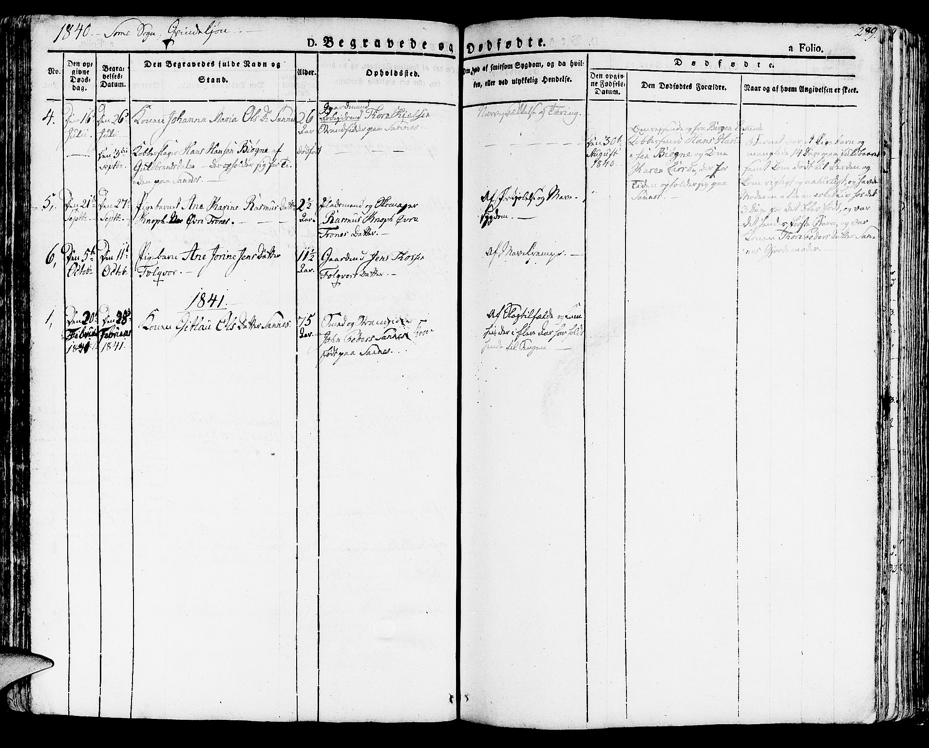 Høyland sokneprestkontor, AV/SAST-A-101799/001/30BA/L0007: Parish register (official) no. A 7 /2, 1825-1841, p. 289