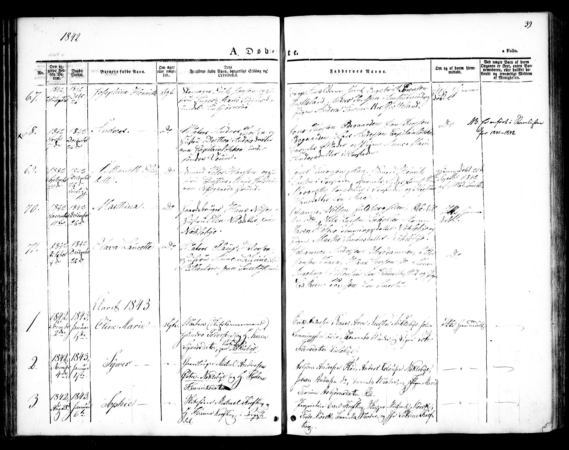 Glemmen prestekontor Kirkebøker, SAO/A-10908/F/Fa/L0005: Parish register (official) no. 5, 1838-1852, p. 39