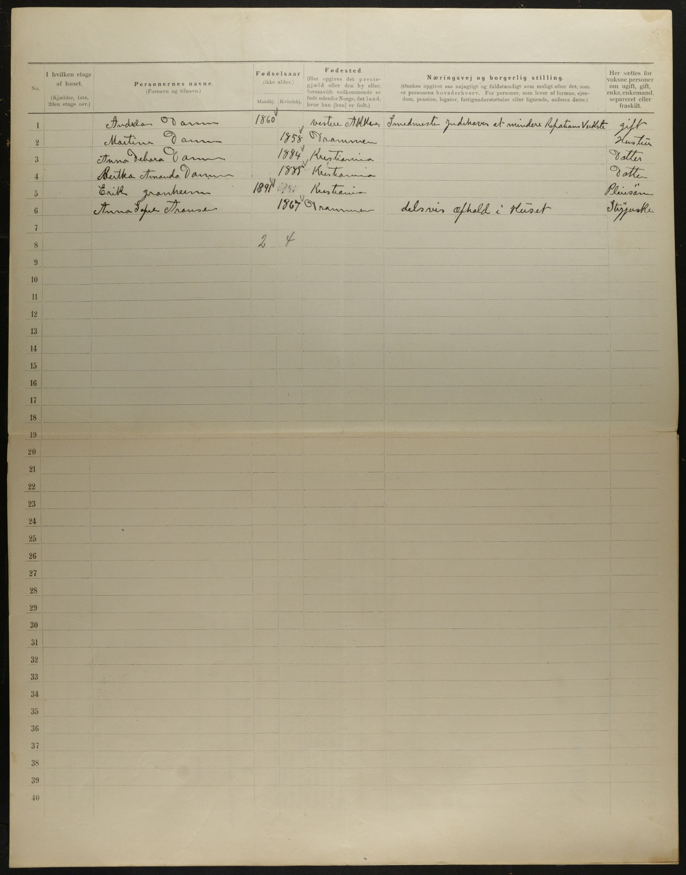 OBA, Municipal Census 1901 for Kristiania, 1901, p. 10455