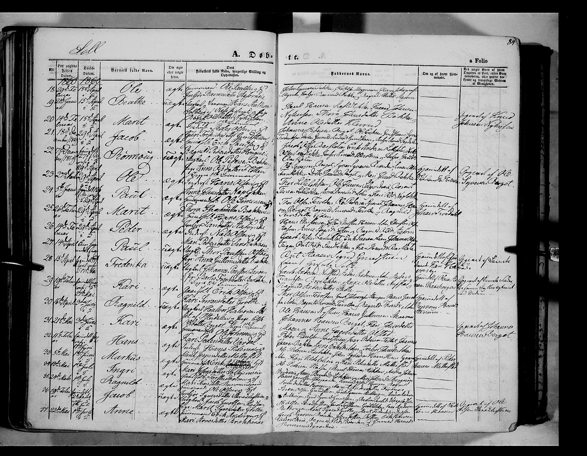 Vågå prestekontor, SAH/PREST-076/H/Ha/Haa/L0006: Parish register (official) no. 6 /3, 1857-1872, p. 84