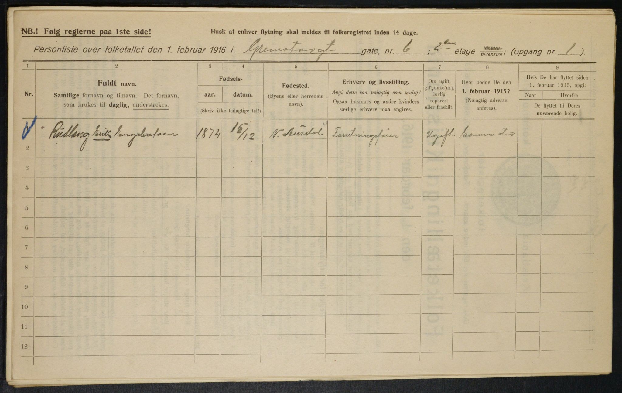 OBA, Municipal Census 1916 for Kristiania, 1916, p. 30515