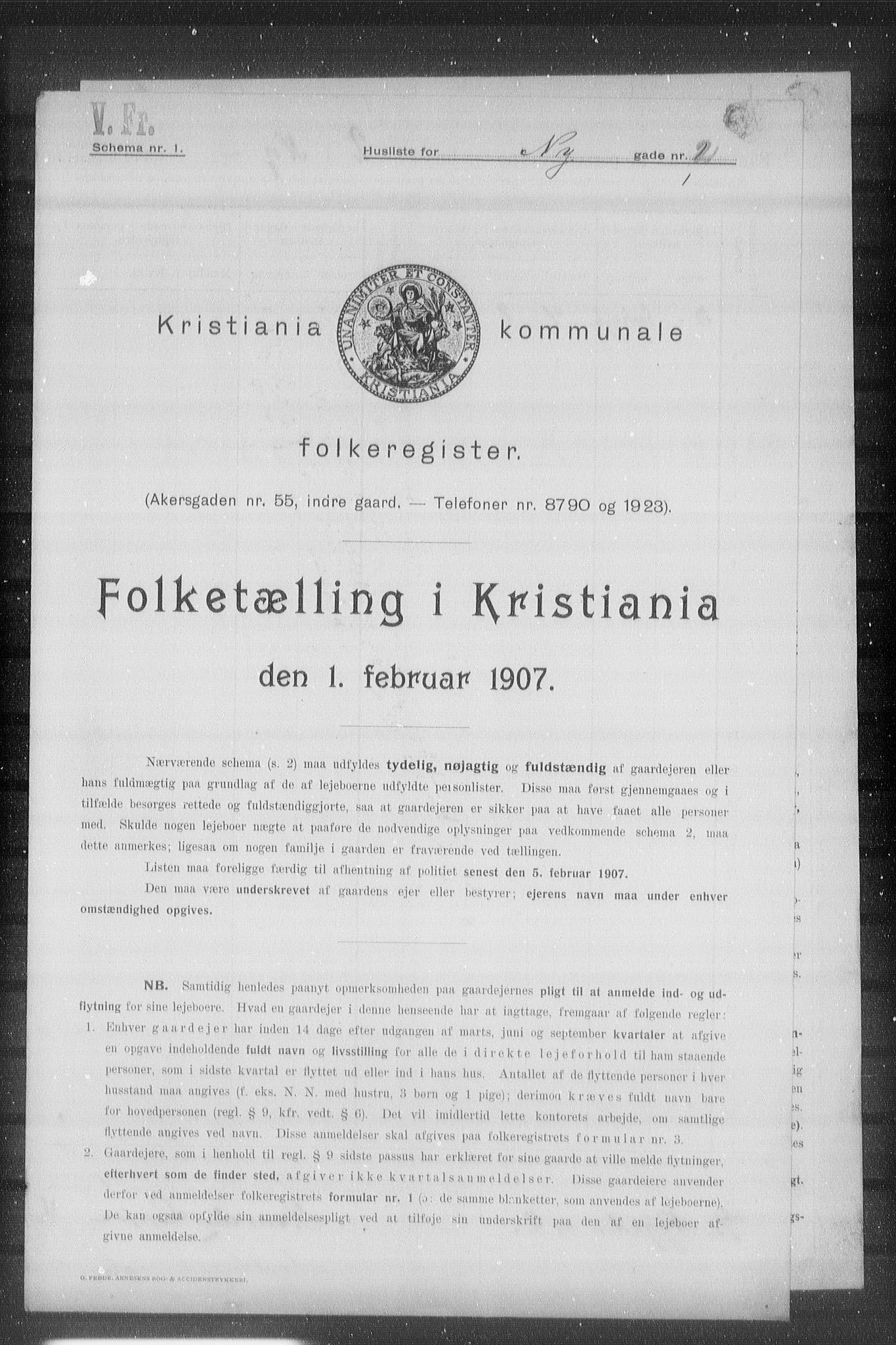 OBA, Municipal Census 1907 for Kristiania, 1907, p. 37910