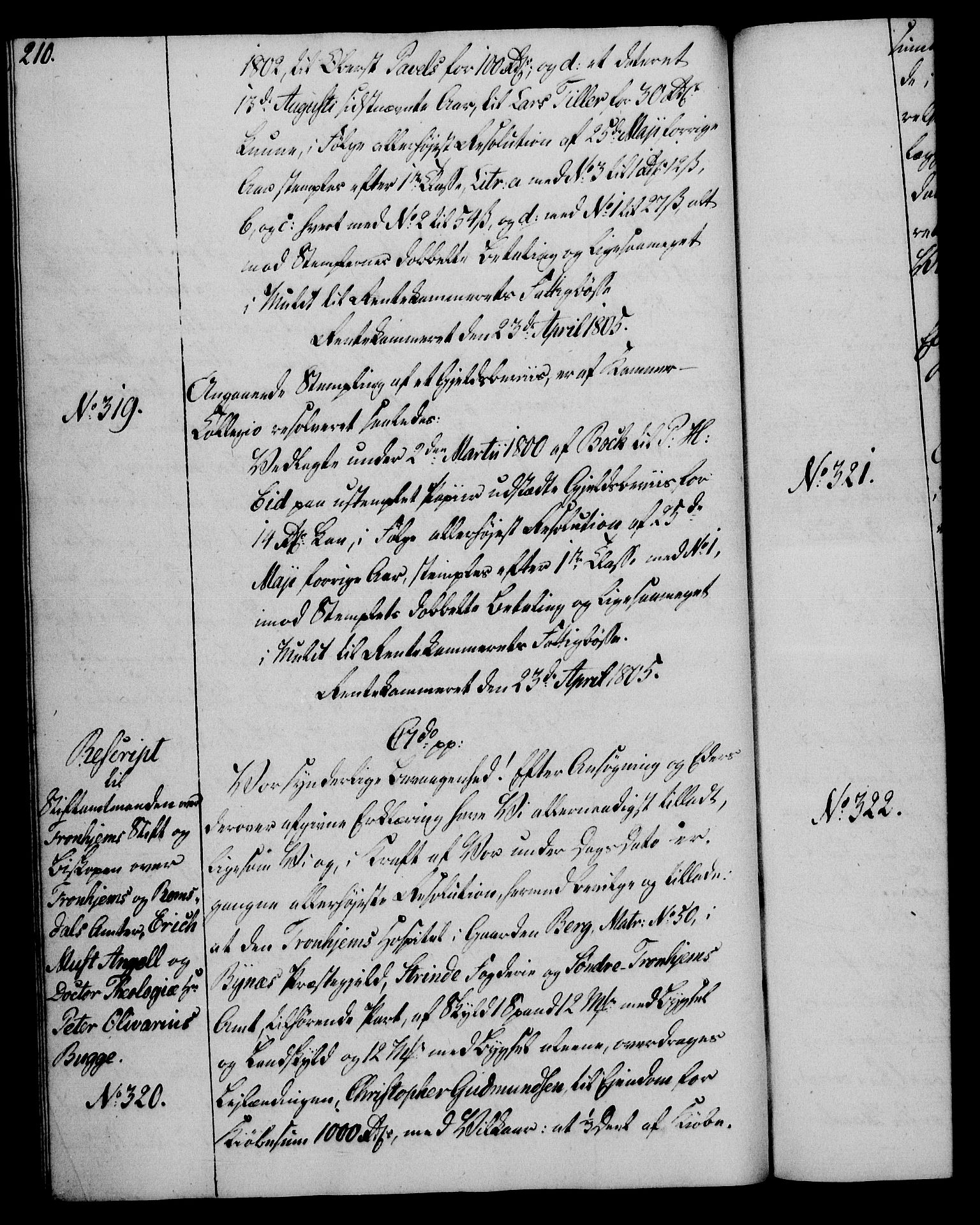 Rentekammeret, Kammerkanselliet, RA/EA-3111/G/Gg/Gga/L0018: Norsk ekspedisjonsprotokoll med register (merket RK 53.18), 1804-1806, p. 210