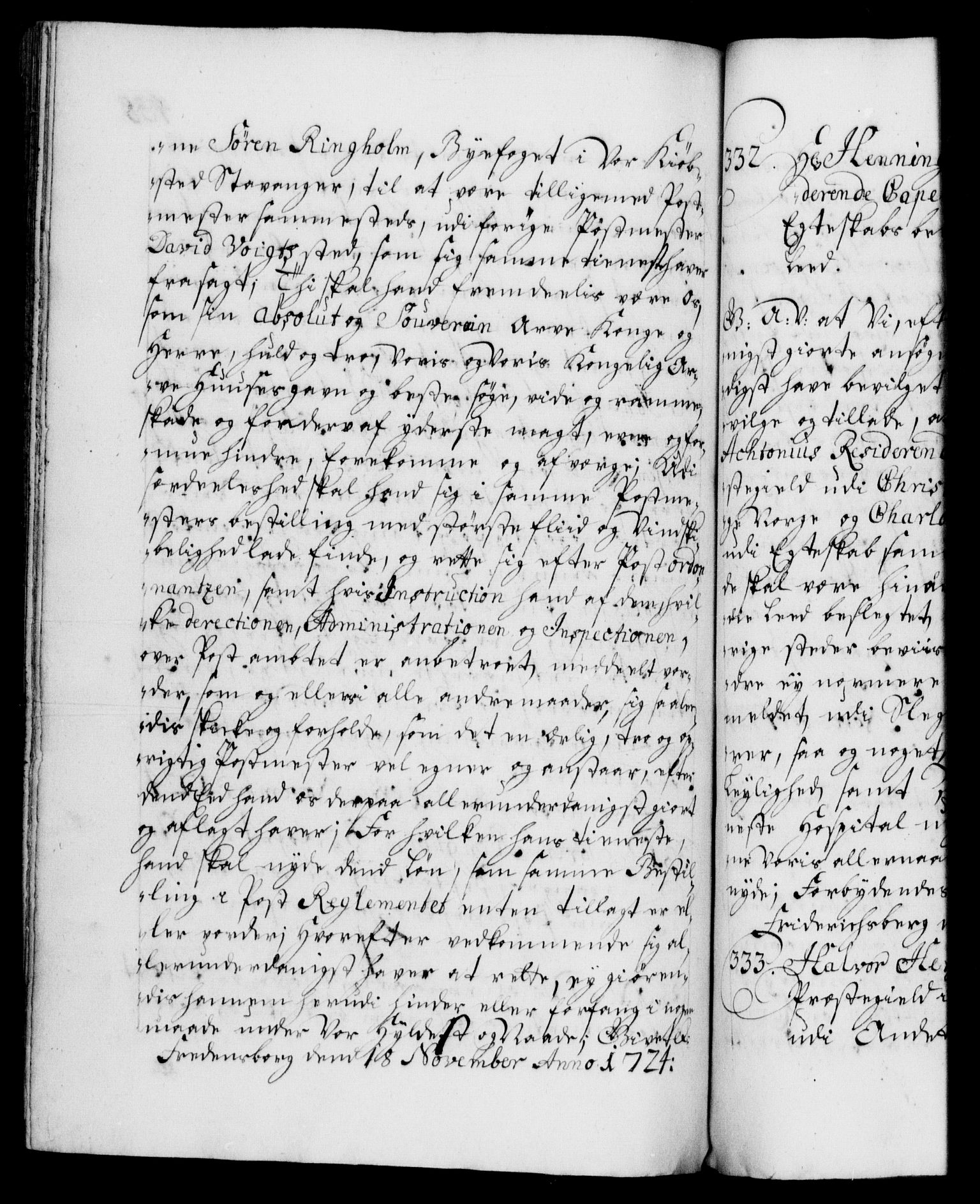 Danske Kanselli 1572-1799, AV/RA-EA-3023/F/Fc/Fca/Fcaa/L0024: Norske registre, 1723-1725, p. 458b