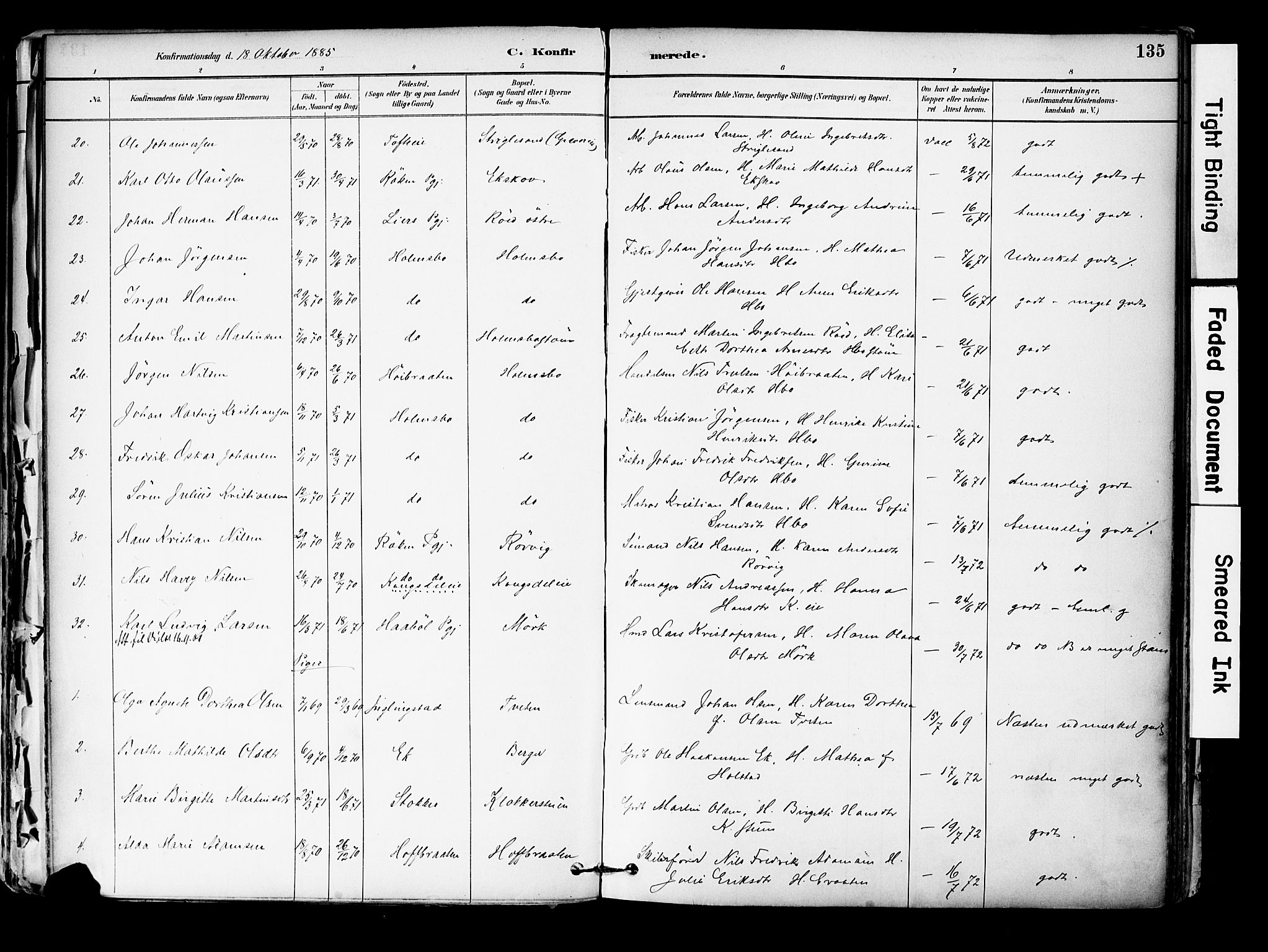 Hurum kirkebøker, SAKO/A-229/F/Fa/L0014: Parish register (official) no. 14, 1882-1895, p. 135