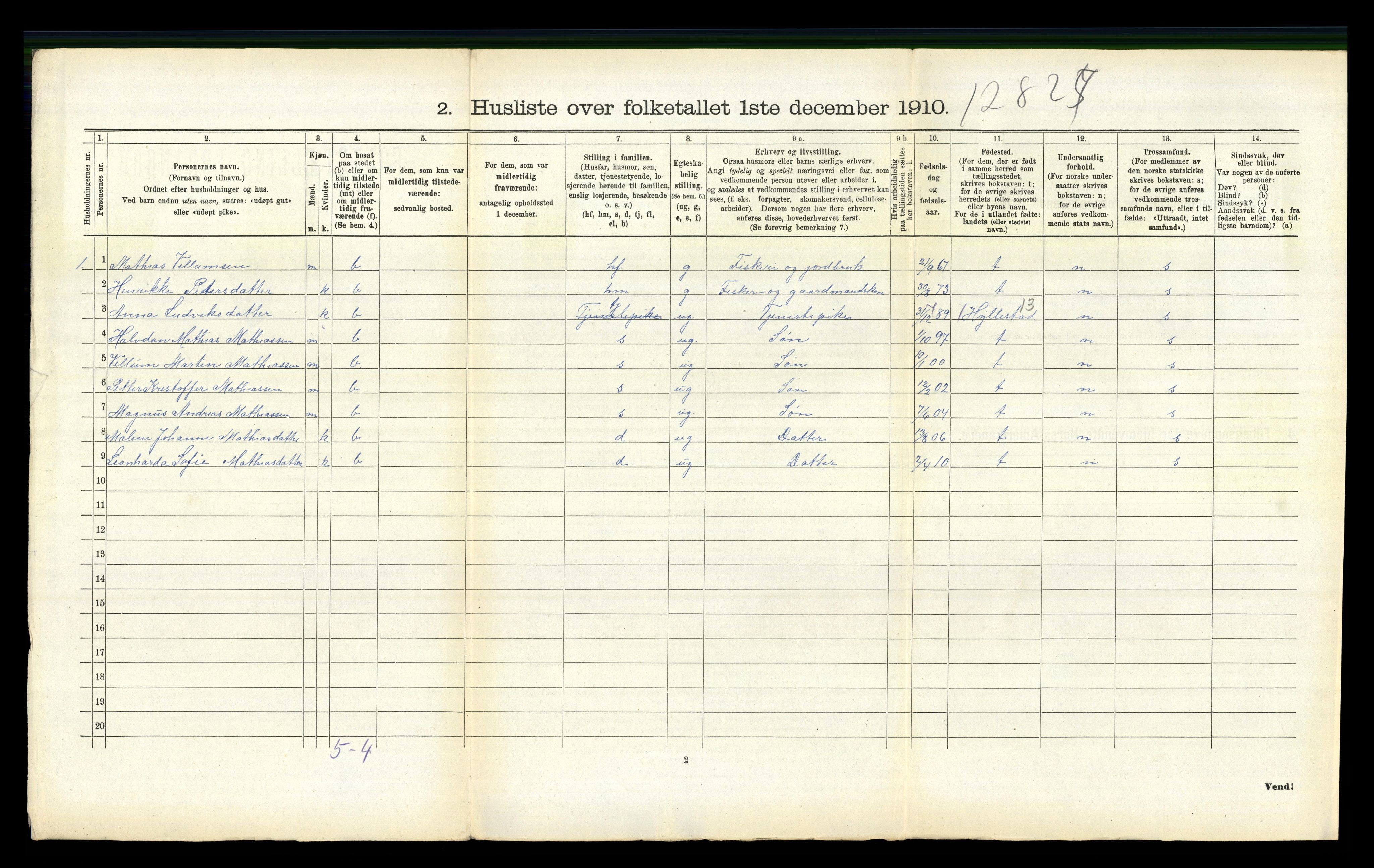 RA, 1910 census for Askvoll, 1910, p. 952