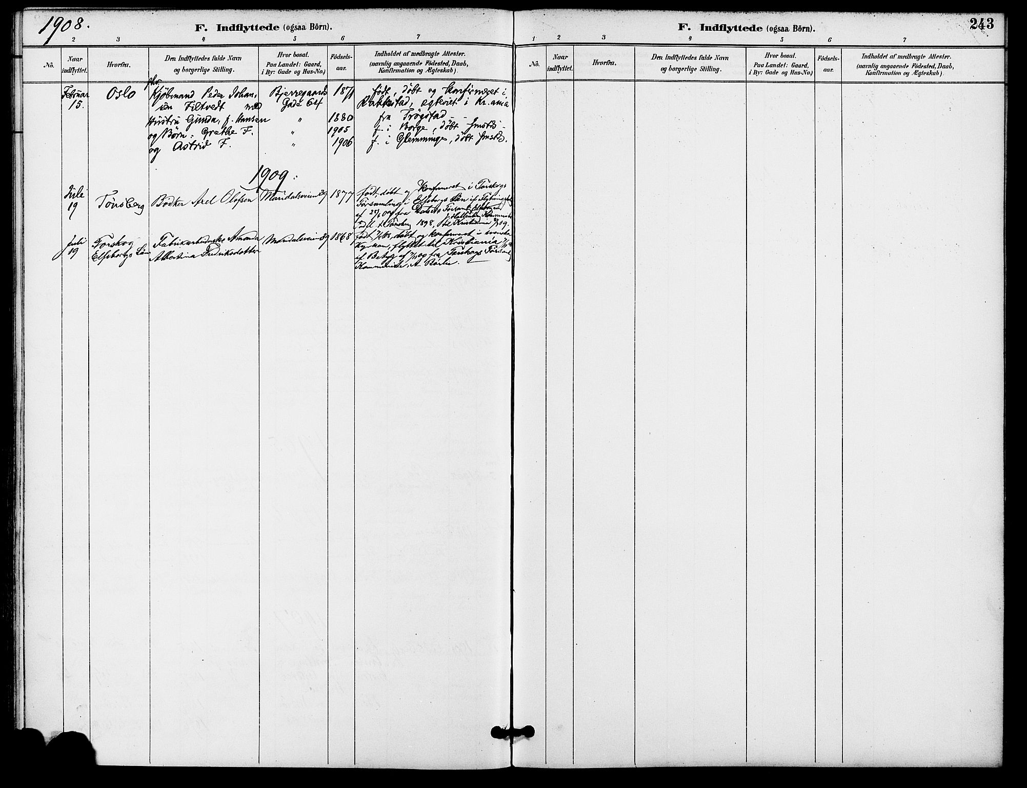 Gamle Aker prestekontor Kirkebøker, SAO/A-10617a/F/L0009: Parish register (official) no. 9, 1890-1898, p. 243