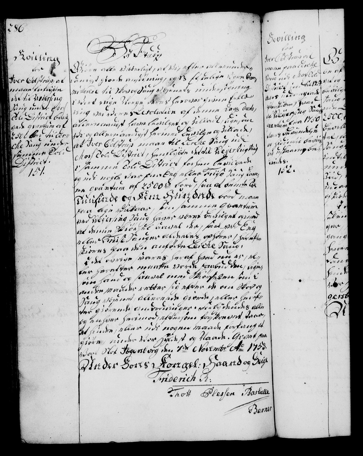 Rentekammeret, Kammerkanselliet, RA/EA-3111/G/Gg/Gga/L0006: Norsk ekspedisjonsprotokoll med register (merket RK 53.6), 1749-1759, p. 286
