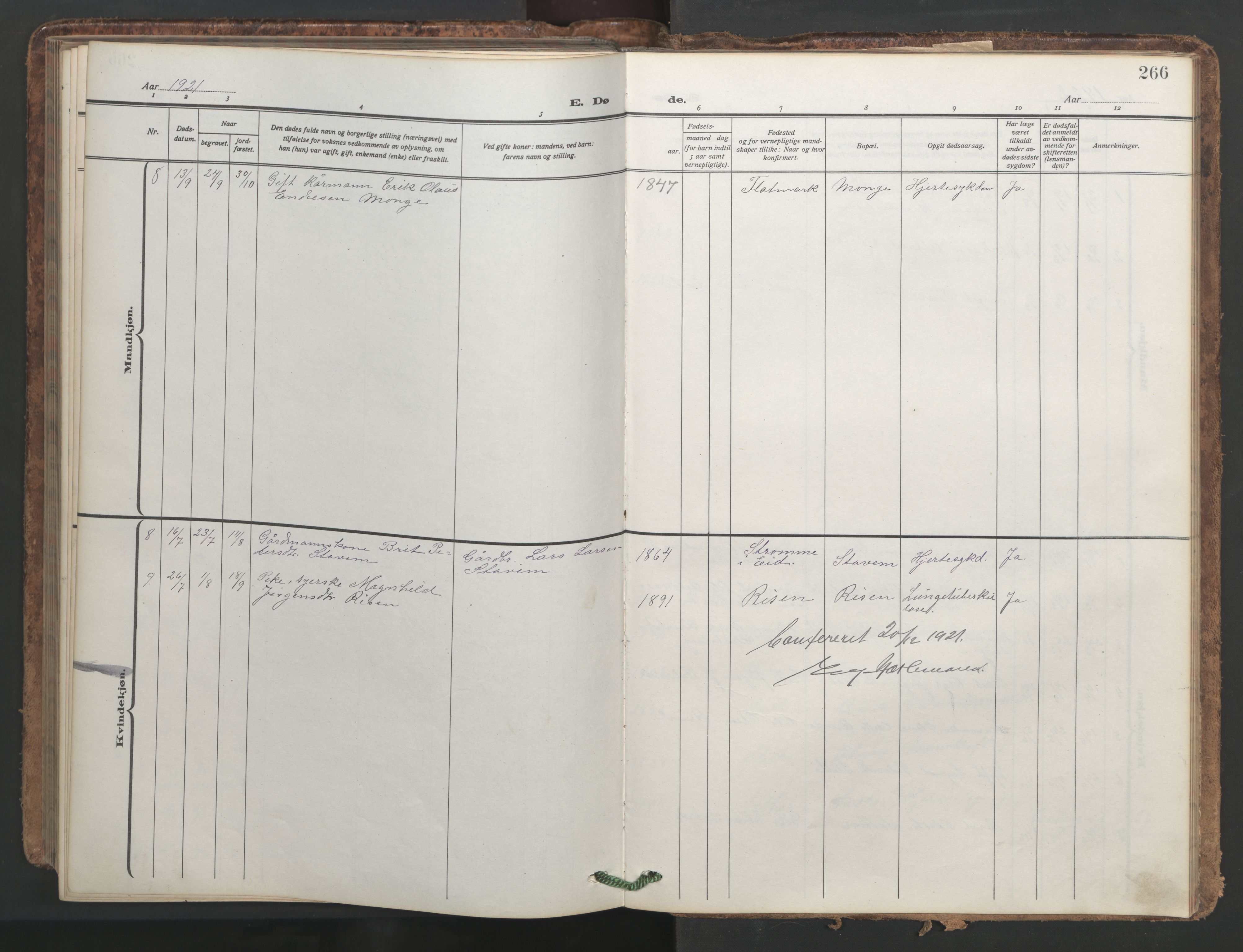 Ministerialprotokoller, klokkerbøker og fødselsregistre - Møre og Romsdal, SAT/A-1454/546/L0597: Parish register (copy) no. 546C03, 1921-1959, p. 266
