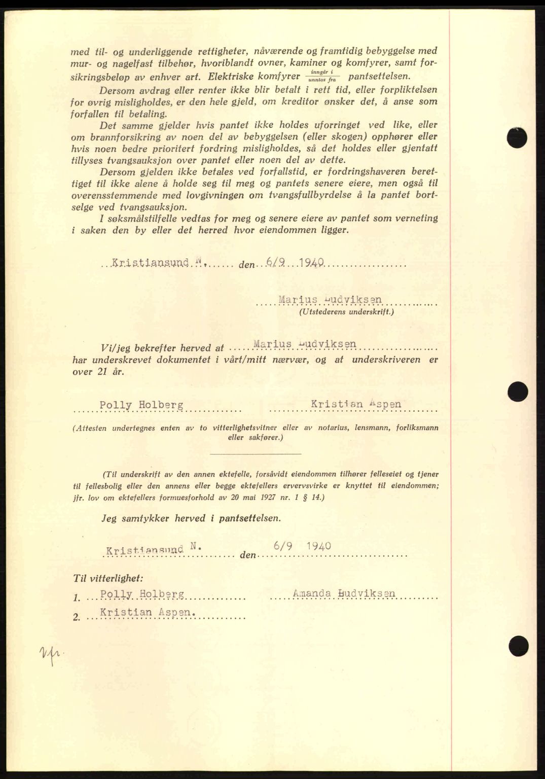 Nordmøre sorenskriveri, AV/SAT-A-4132/1/2/2Ca: Mortgage book no. B87, 1940-1941, Diary no: : 1486/1940