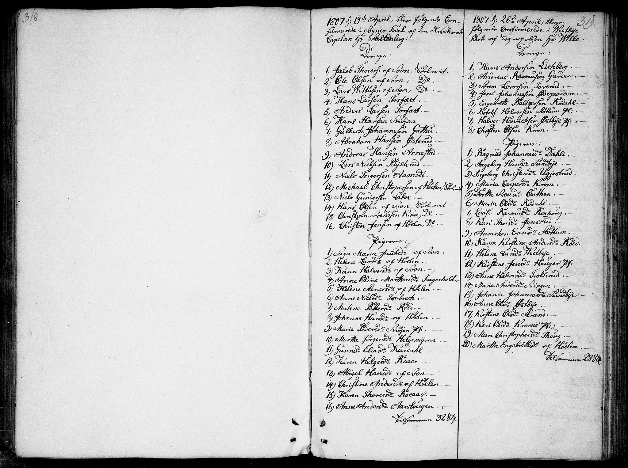 Vestby prestekontor Kirkebøker, SAO/A-10893/F/Fa/L0004: Parish register (official) no. I 4, 1797-1813, p. 318-319
