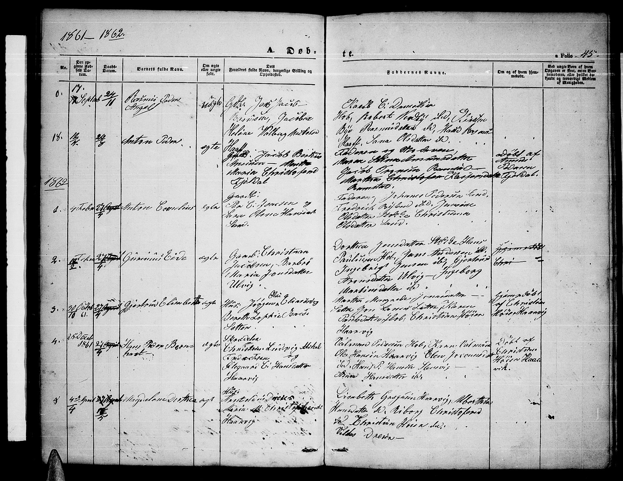 Ministerialprotokoller, klokkerbøker og fødselsregistre - Nordland, AV/SAT-A-1459/865/L0929: Parish register (copy) no. 865C01, 1840-1866, p. 45