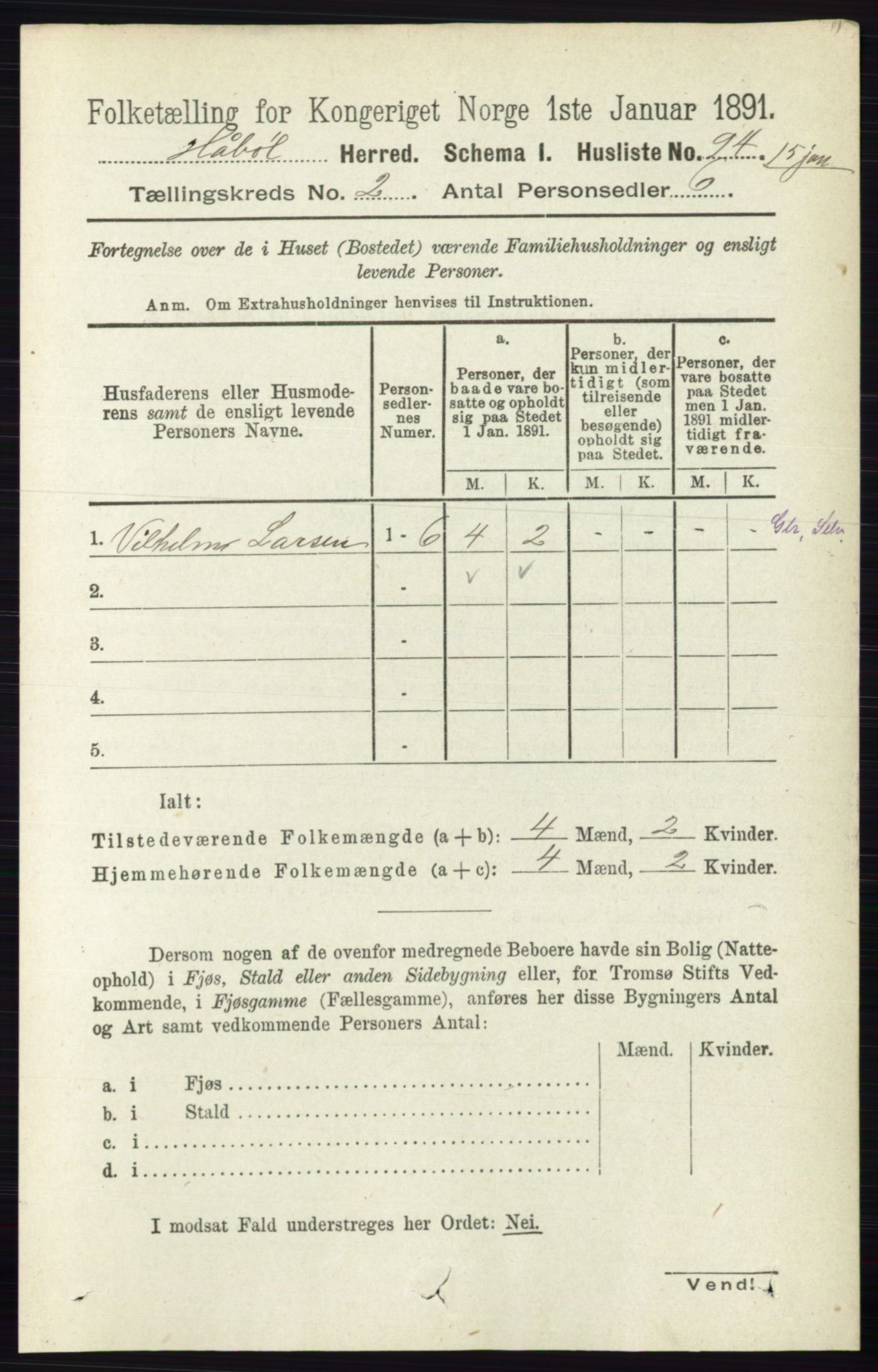 RA, 1891 census for 0138 Hobøl, 1891, p. 1026