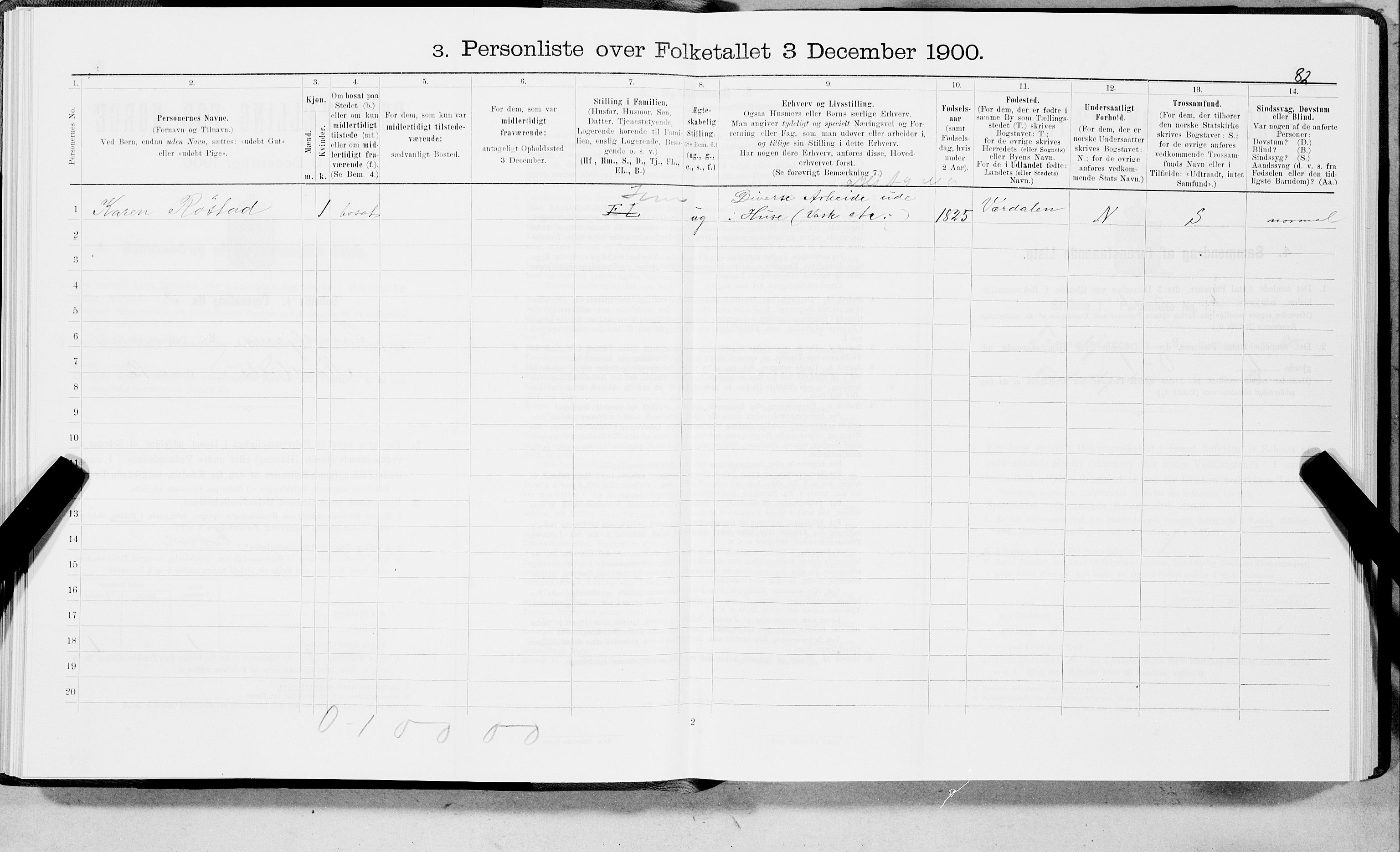 SAT, 1900 census for Trondheim, 1900, p. 16255