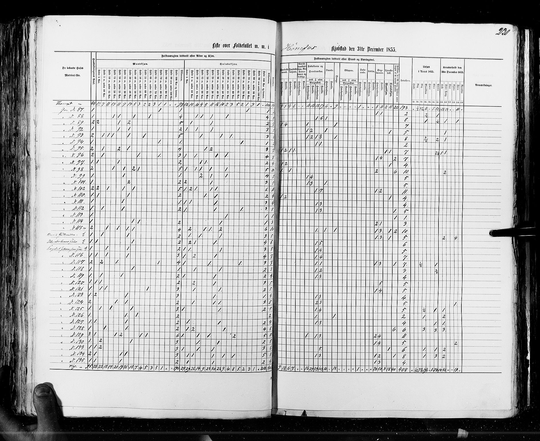 RA, Census 1855, vol. 7: Fredrikshald-Kragerø, 1855, p. 230