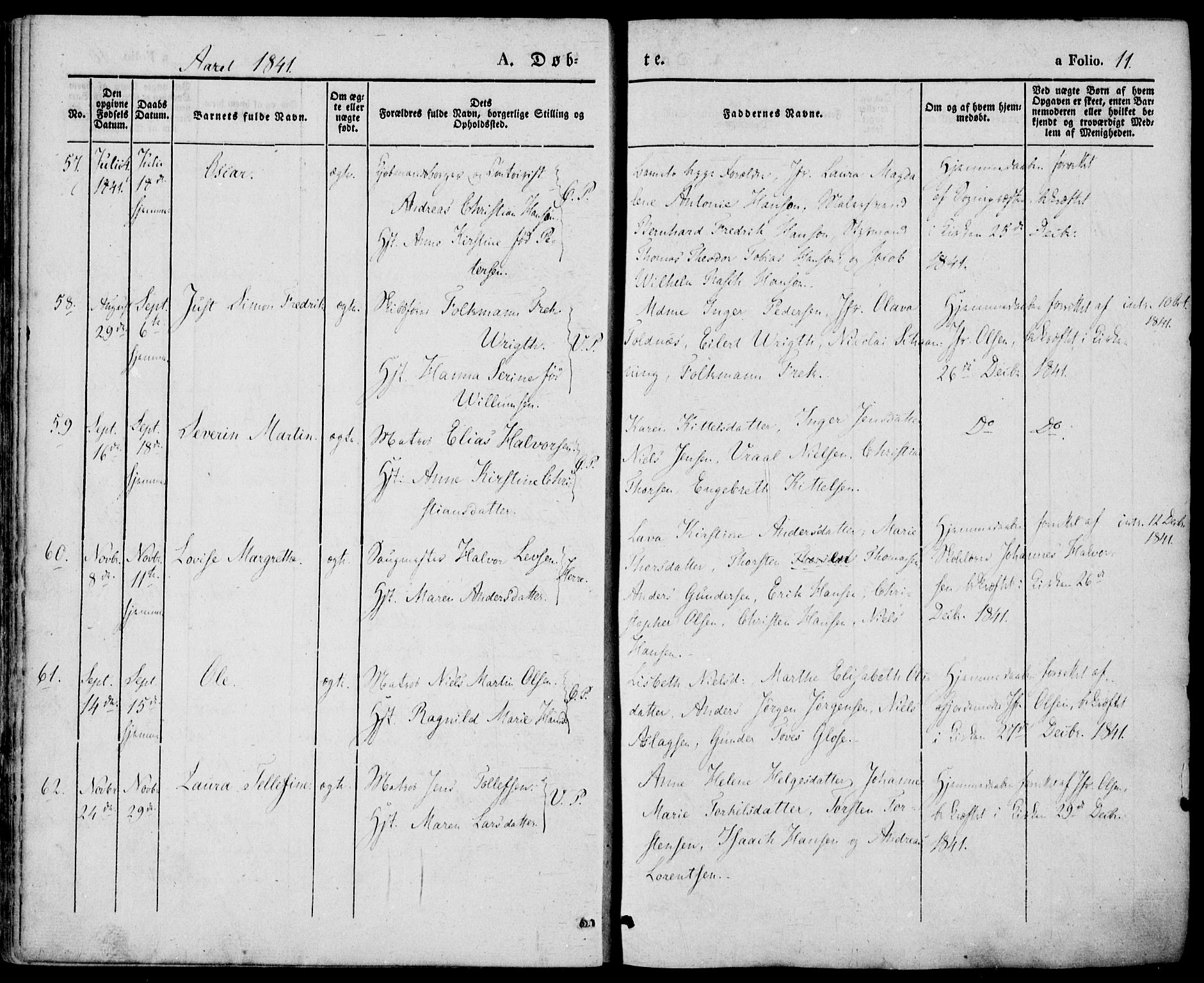 Porsgrunn kirkebøker , SAKO/A-104/F/Fa/L0006: Parish register (official) no. 6, 1841-1857, p. 11