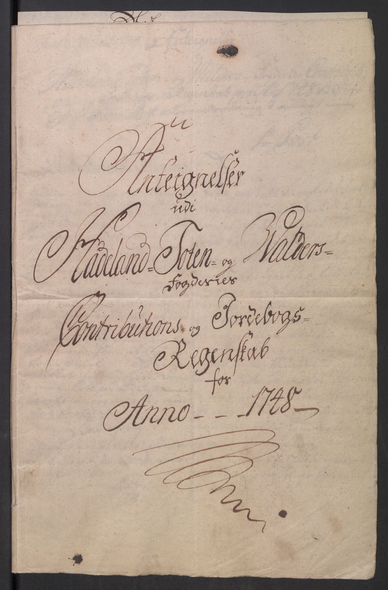 Rentekammeret inntil 1814, Reviderte regnskaper, Fogderegnskap, RA/EA-4092/R18/L1346: Fogderegnskap Hadeland, Toten og Valdres, 1747-1748, p. 603