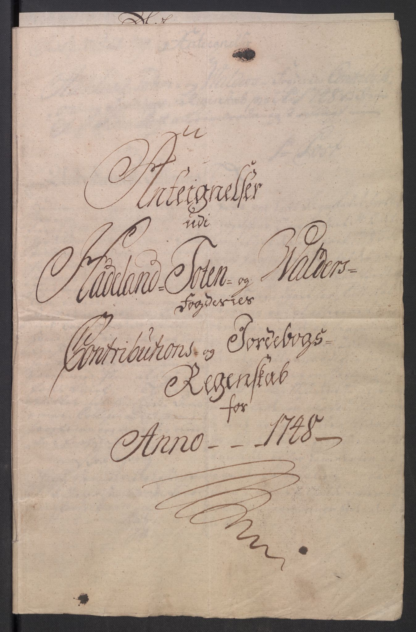 Rentekammeret inntil 1814, Reviderte regnskaper, Fogderegnskap, AV/RA-EA-4092/R18/L1346: Fogderegnskap Hadeland, Toten og Valdres, 1747-1748, p. 603