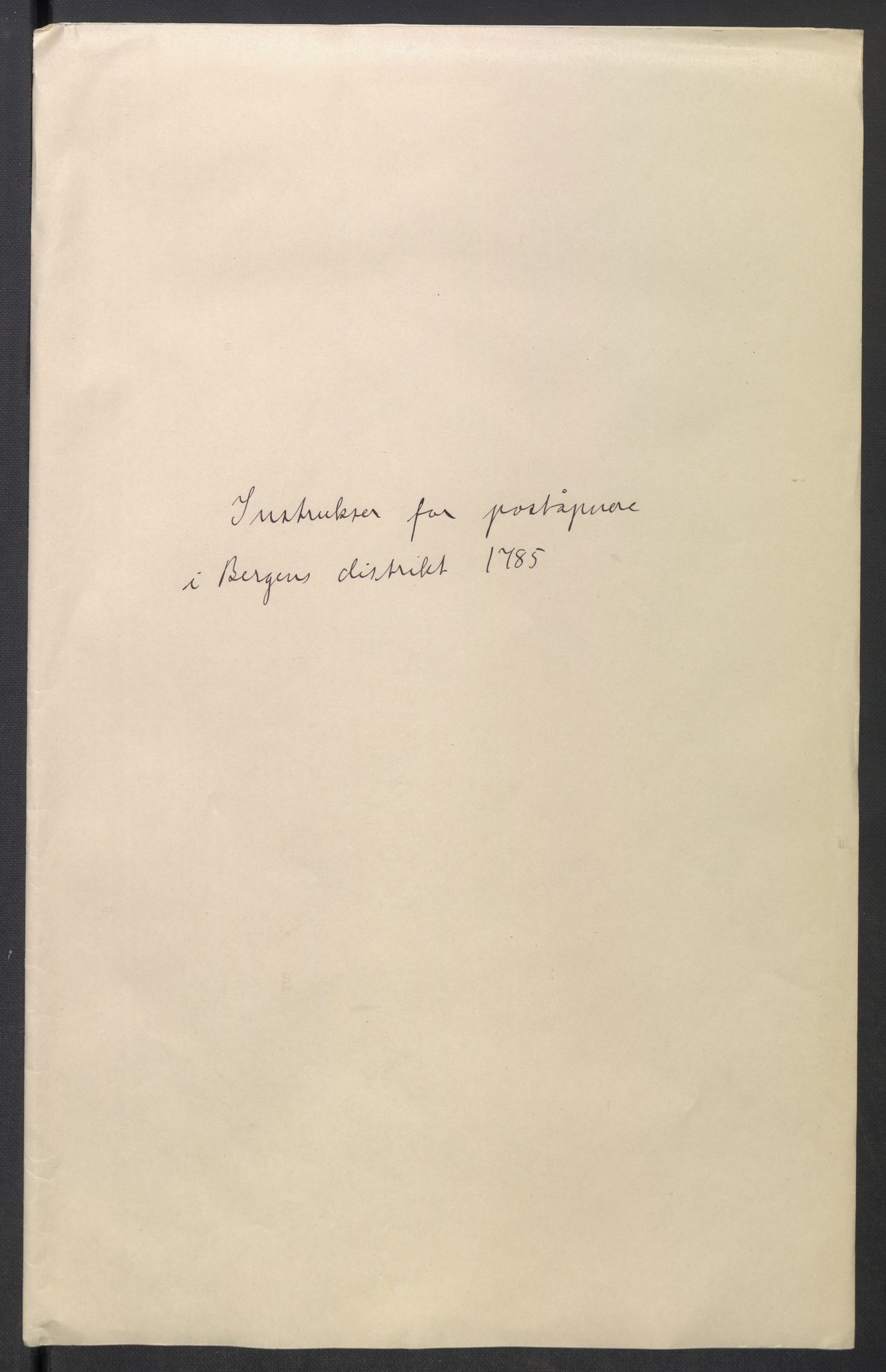 Generalpostdireksjonen 1719-1814, AV/RA-EA-3108/E/L0009/0001: Diverse angående postfunksjonærer: / Nr. 22: Instrukser for ekspresser, poståpnere og for postjegeren mellom Bergen og Molde, 1777-1801