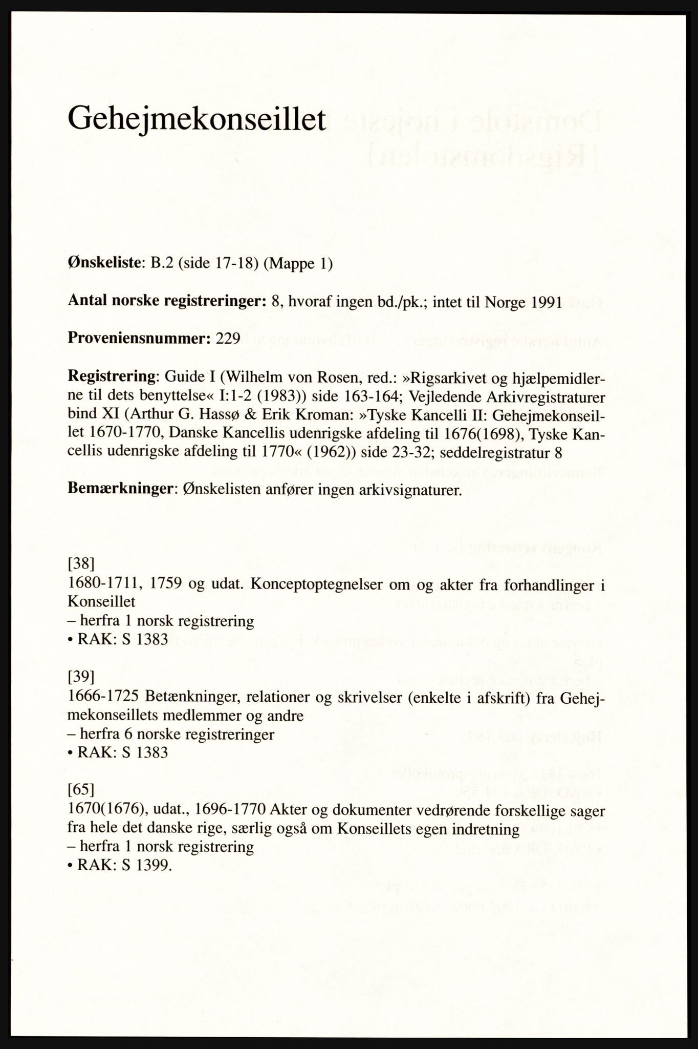 Publikasjoner utgitt av Arkivverket, PUBL/PUBL-001/A/0002: Erik Gøbel: NOREG, Tværregistratur over norgesrelevant materiale i Rigsarkivet i København (2000), 2000, p. 71