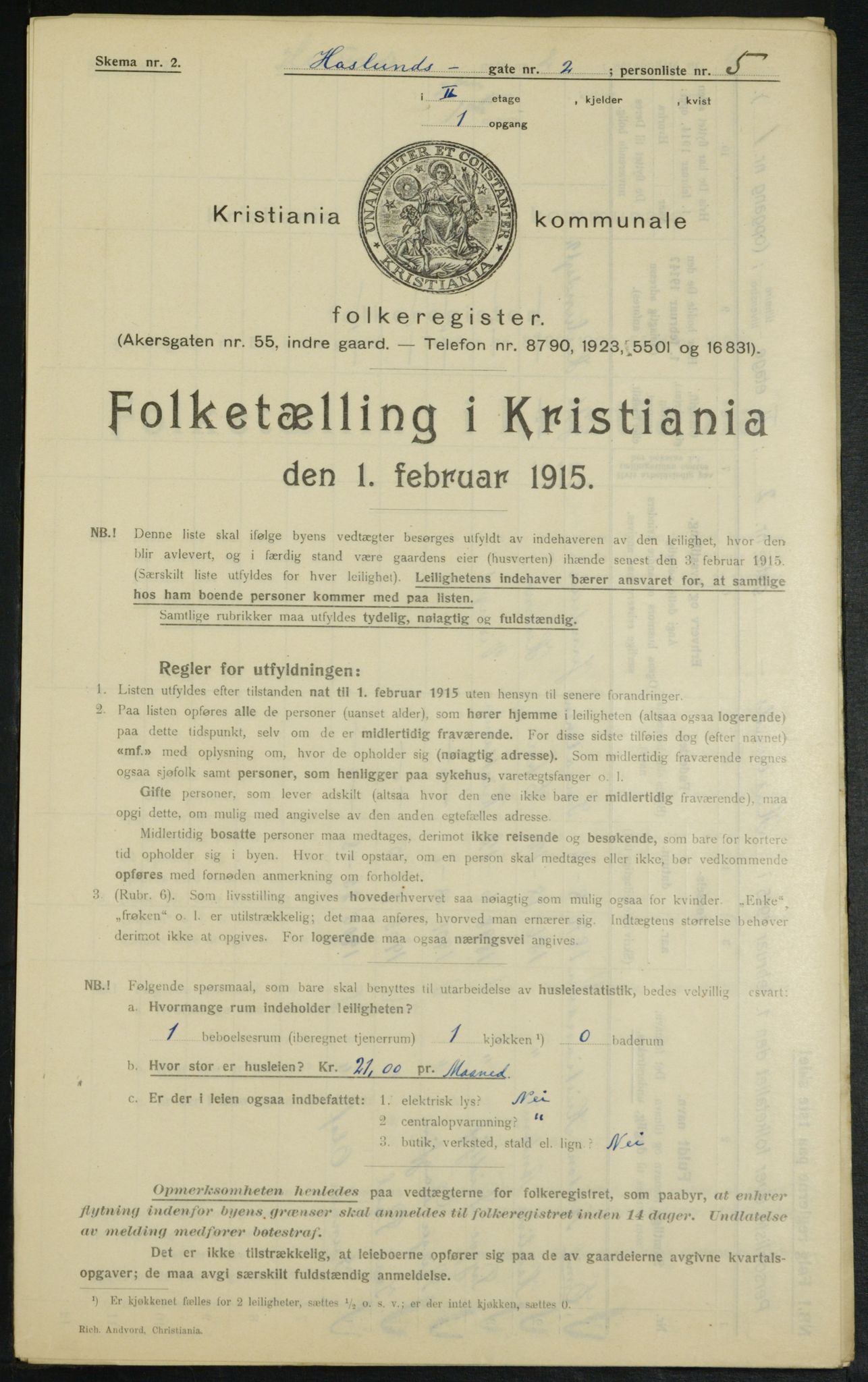 OBA, Municipal Census 1915 for Kristiania, 1915, p. 26275