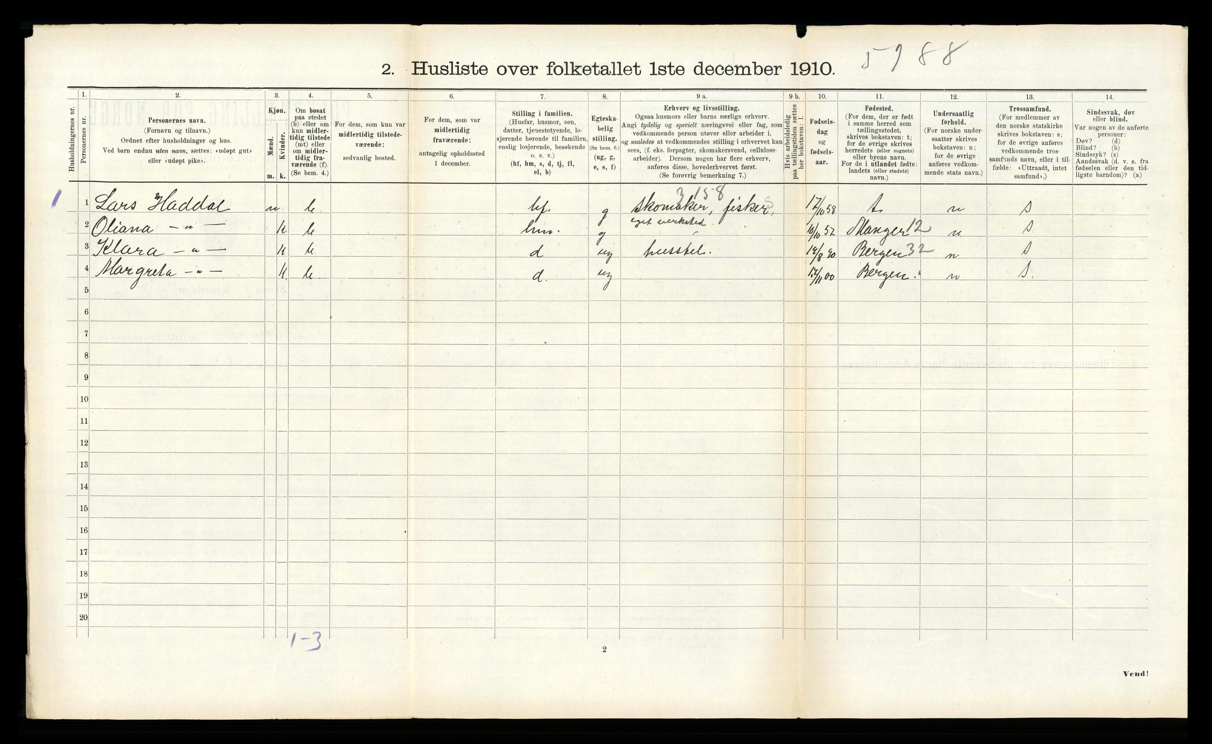 RA, 1910 census for Ulstein, 1910, p. 343